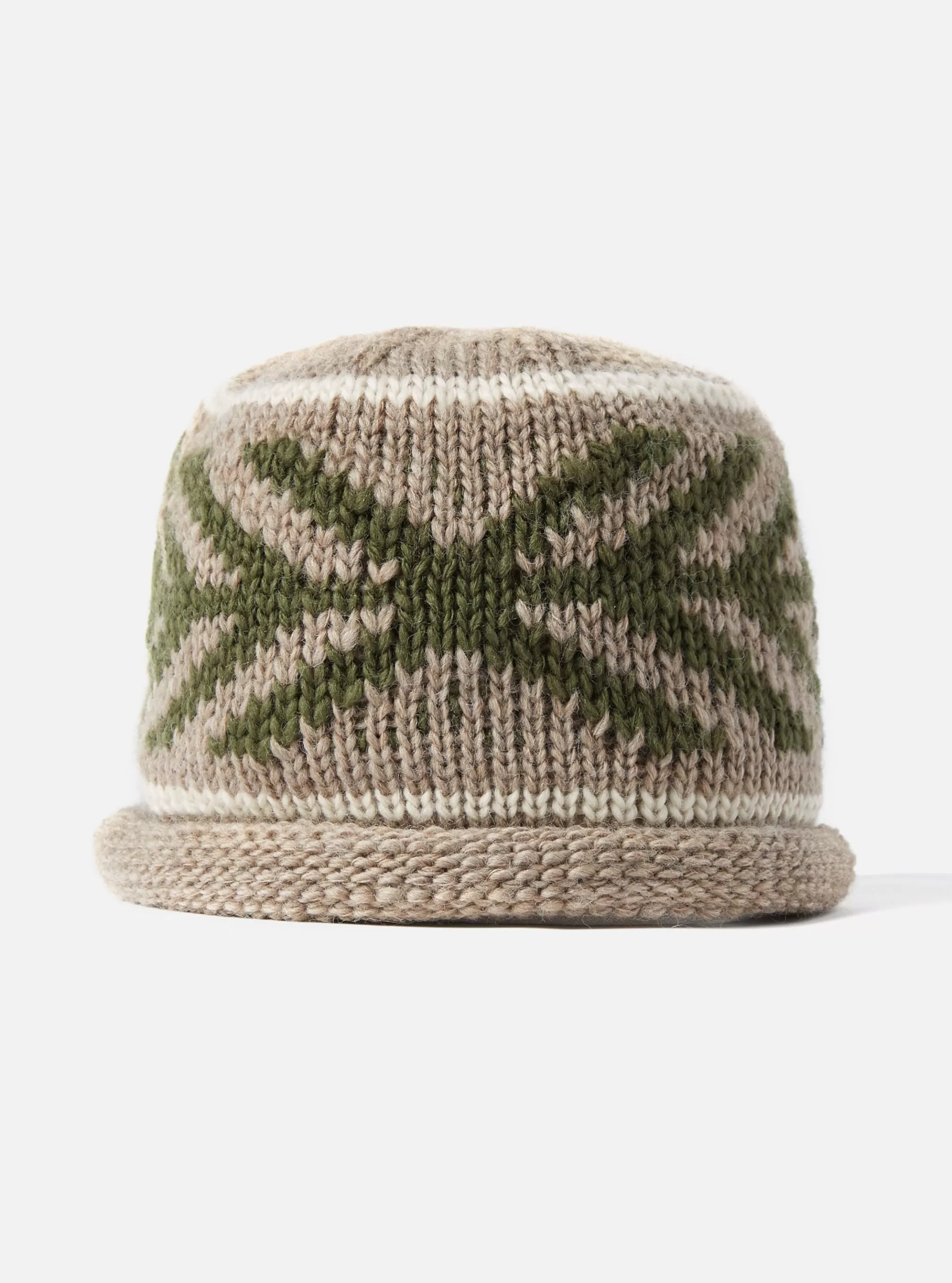 Accessories.^Universal Works Cableami® Watch Cap In Beige Wool Jacquard