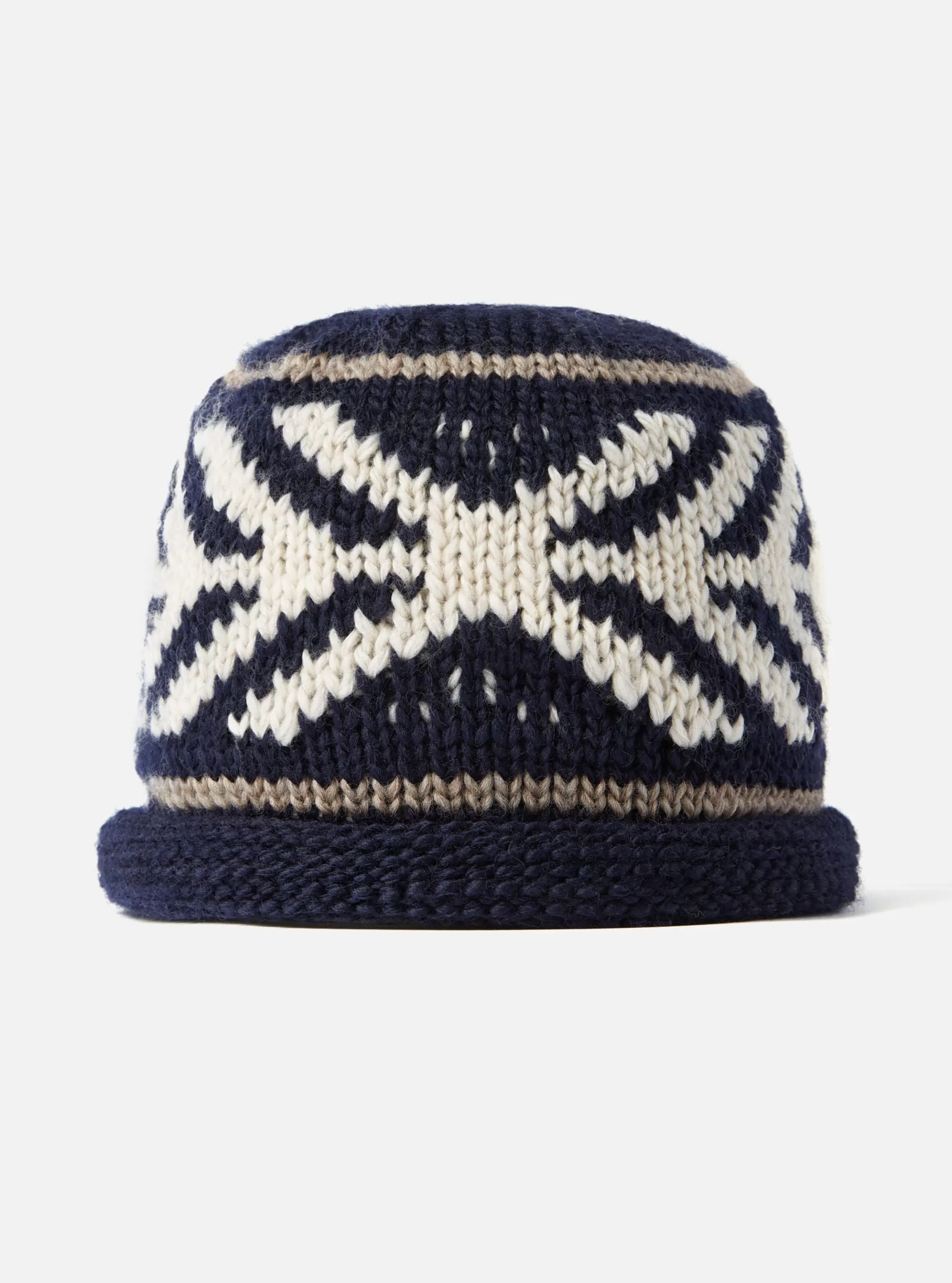 Accessories.^Universal Works Cableami® Watch Cap In Navy Wool Jacquard