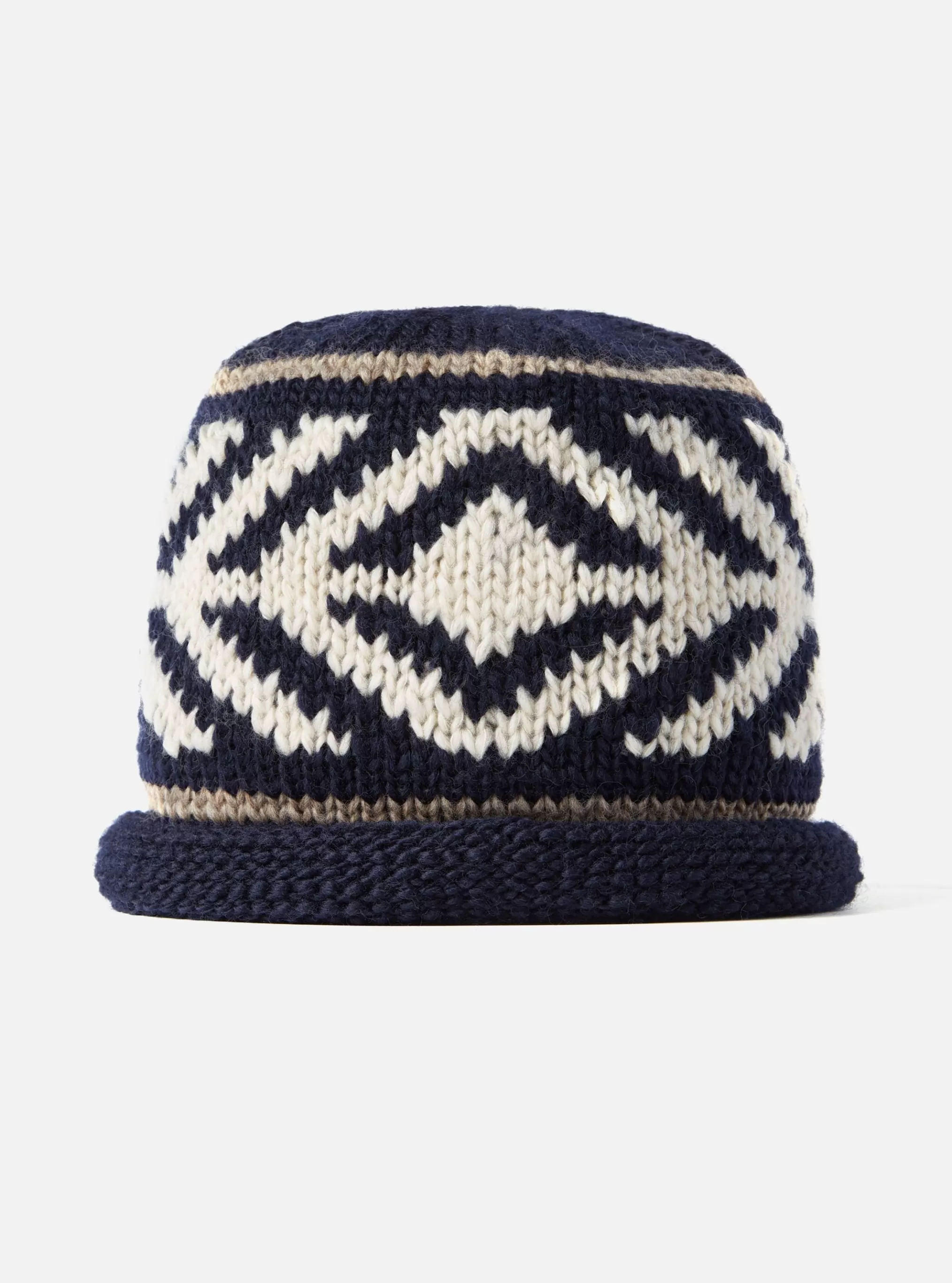 Accessories.^Universal Works Cableami® Watch Cap In Navy Wool Jacquard