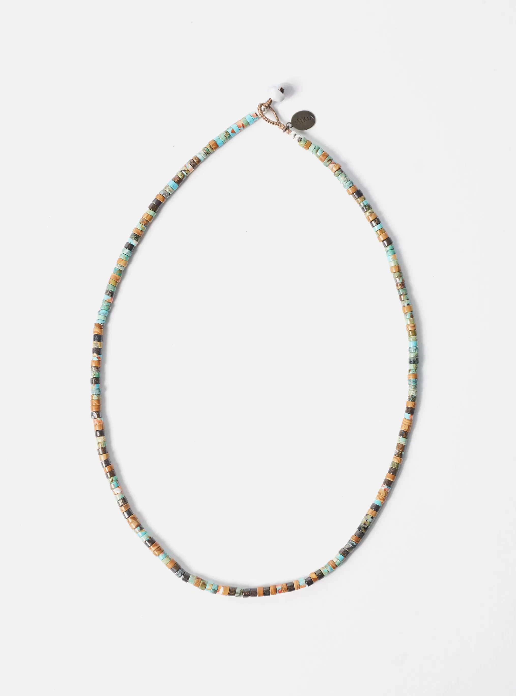 Jewellery.^Universal Works Mikia Heishi Bead Necklace In Turqoise/Bronzite