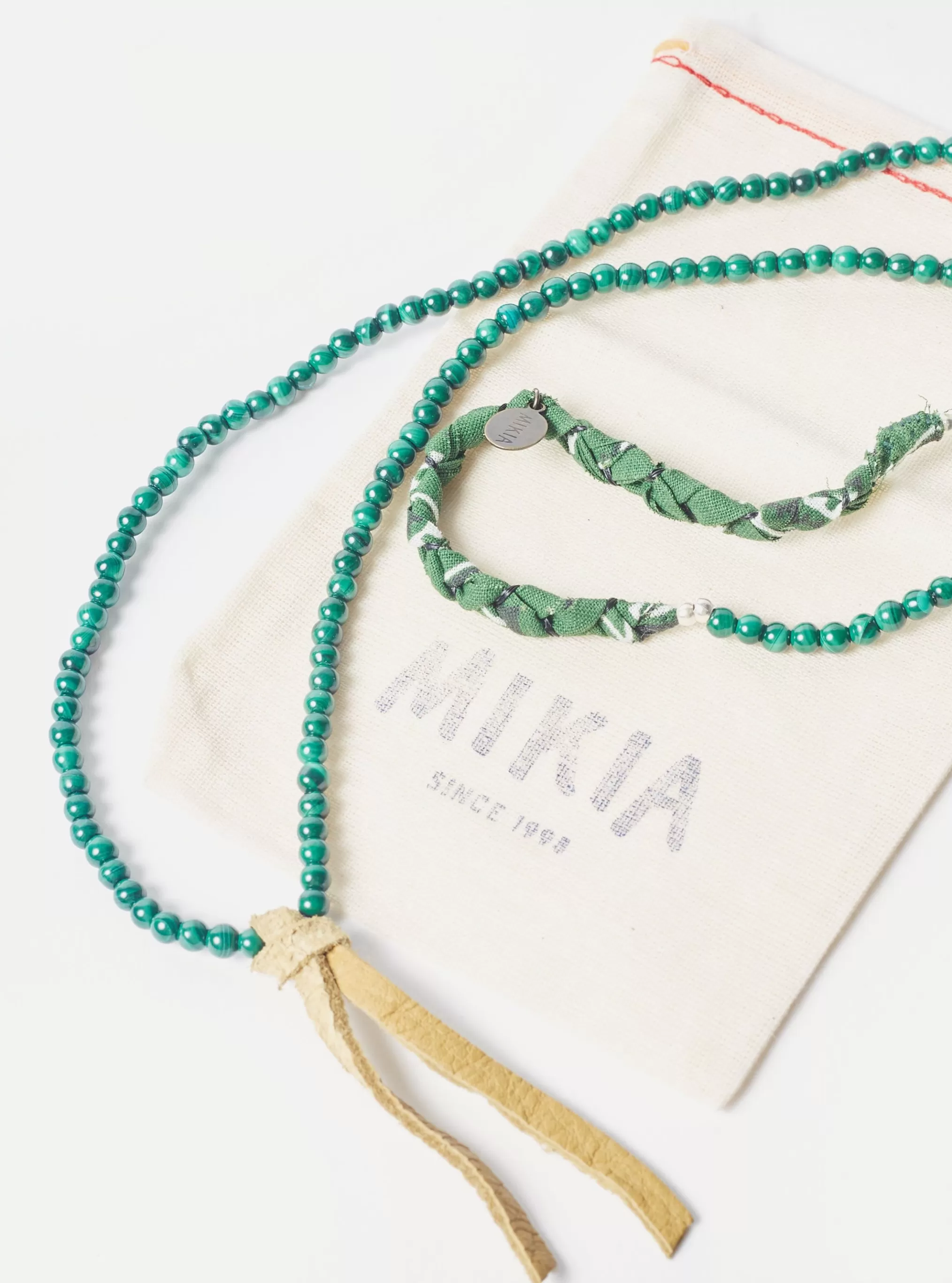 Jewellery.^Universal Works Mikia Necklace In Malachite 4Mm Stone/Heishi Bead/Bandana