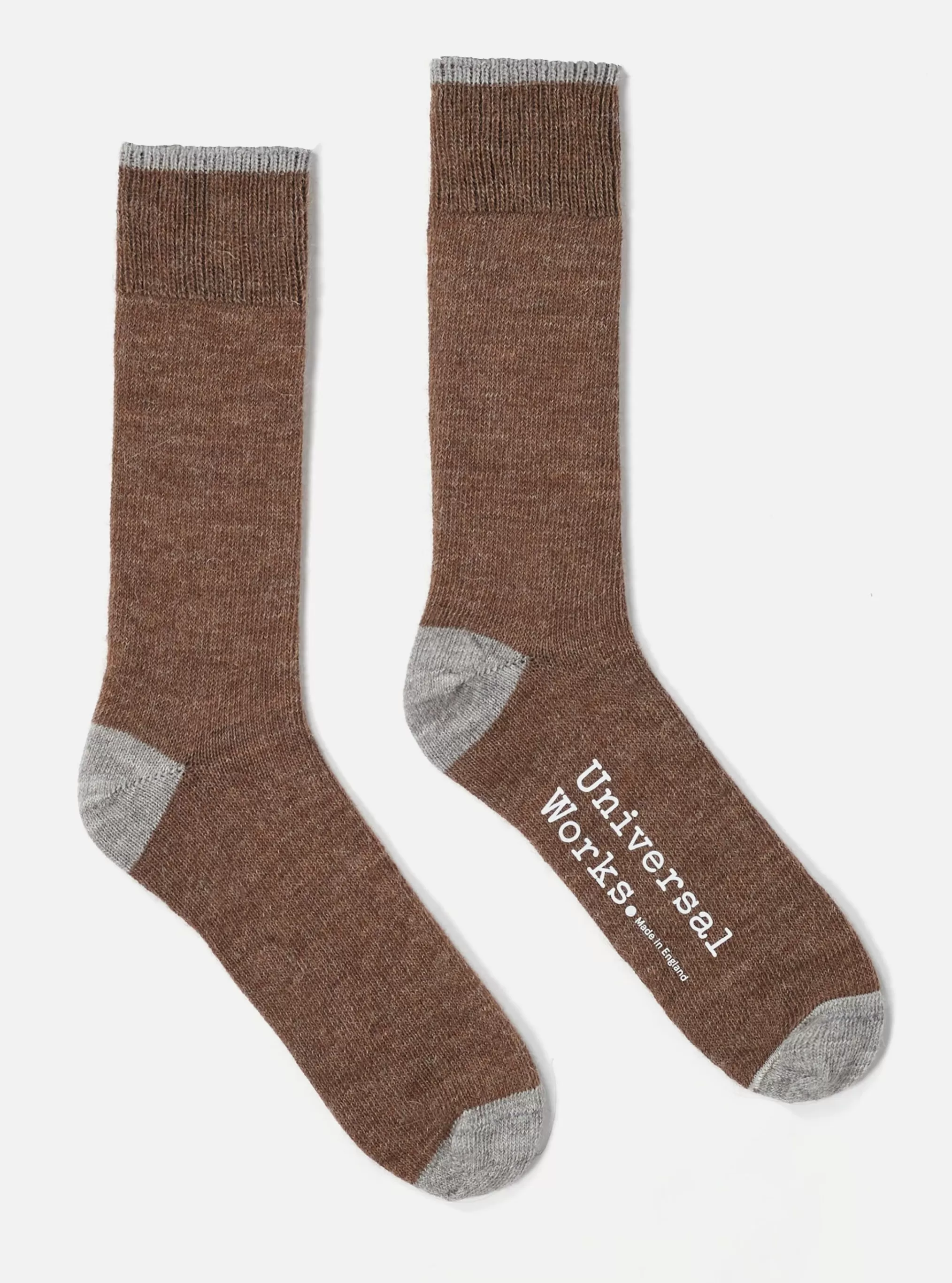 Underwear & Socks.^Universal Works Alpaca Sock In Brown Alpaca Wool