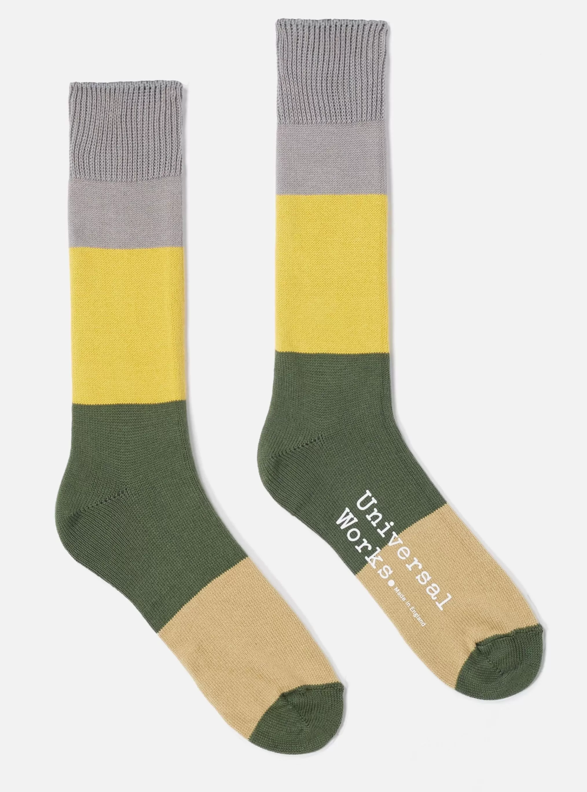 Underwear & Socks.^Universal Works Bold Stripe Sock In Grey/Gold Cotton