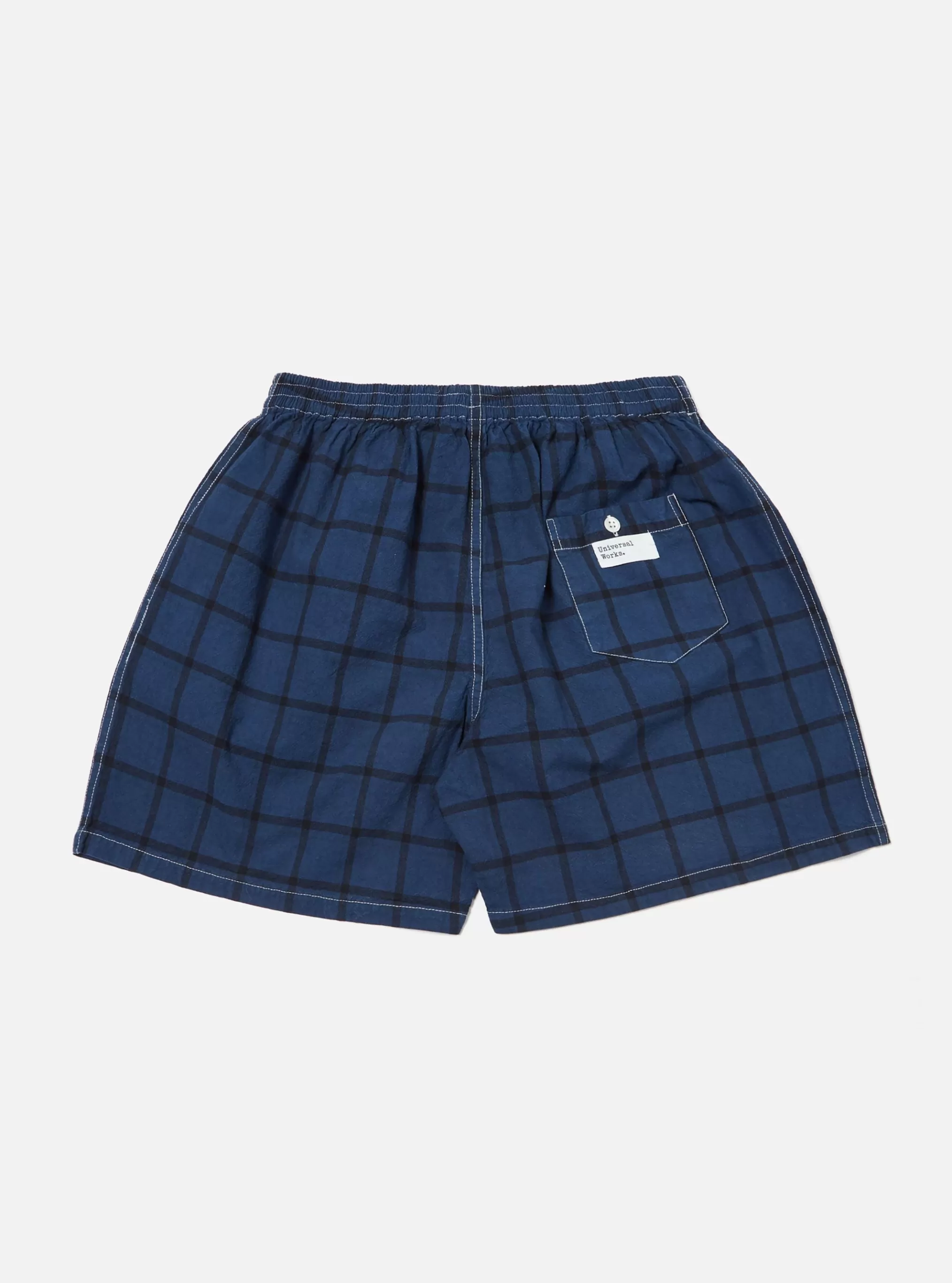 Nightwear.^Universal Works Boxer Short In Blue Check