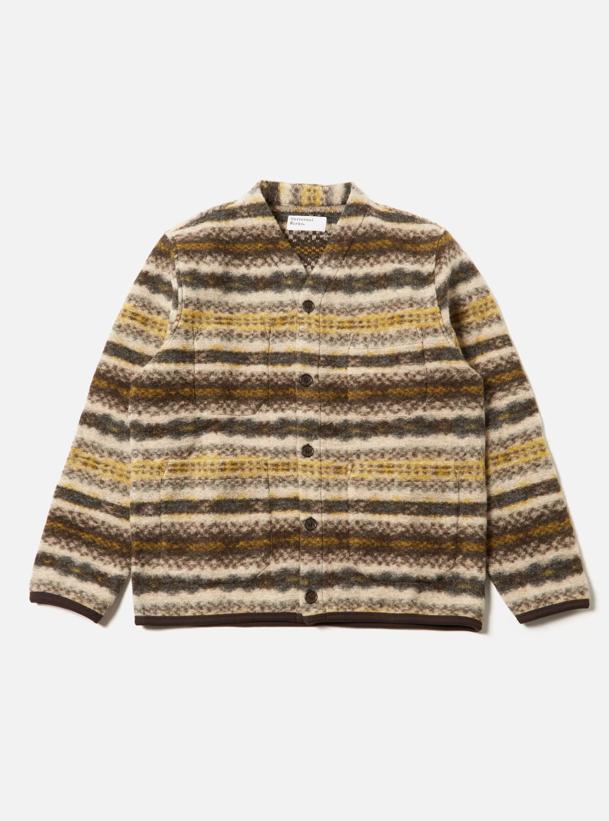 Fleece.^Universal Works Cardigan In Fairisle Merino Mix