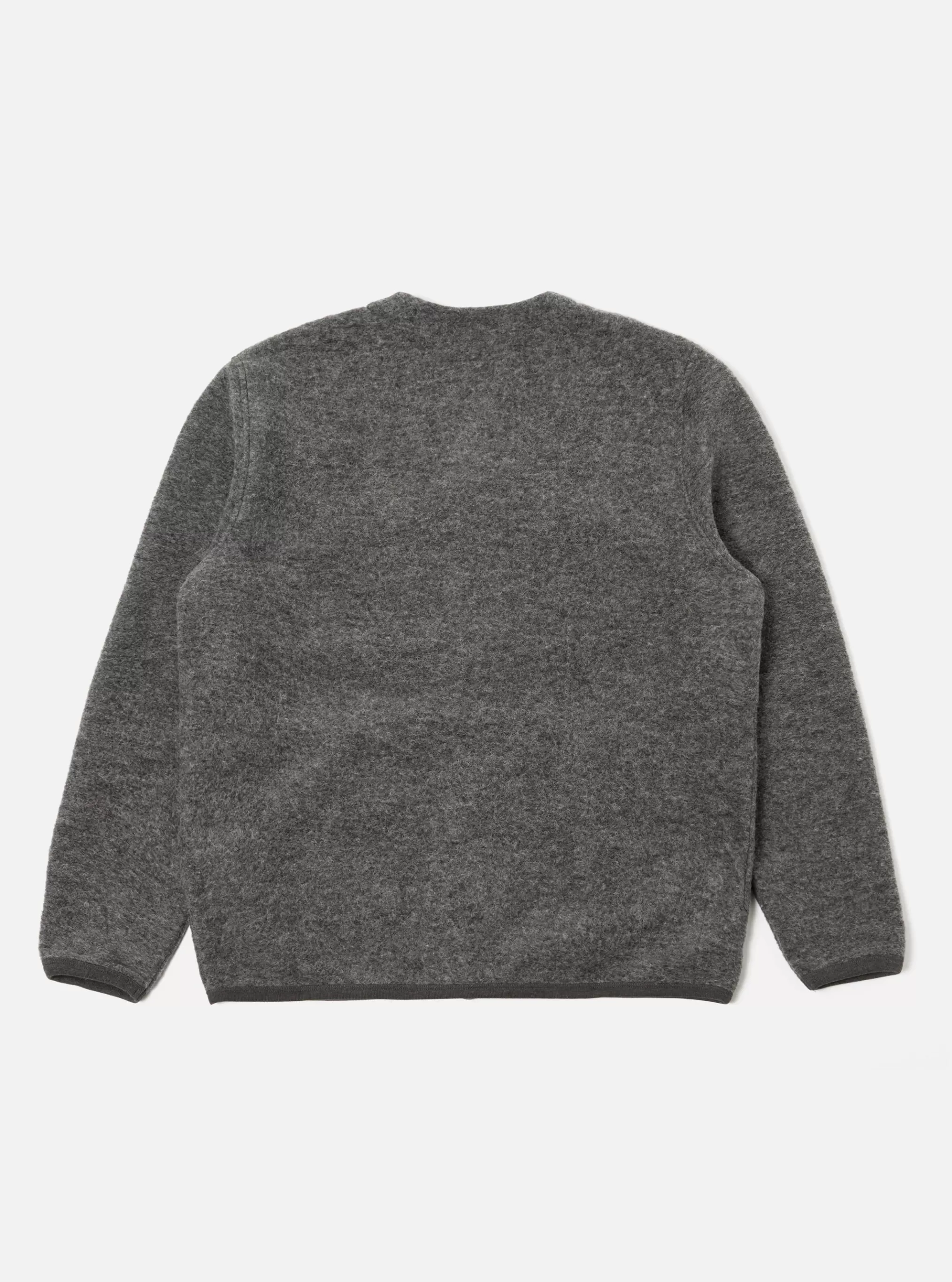 Fleece.^Universal Works Cardigan In Grey Marl Wool Fleece