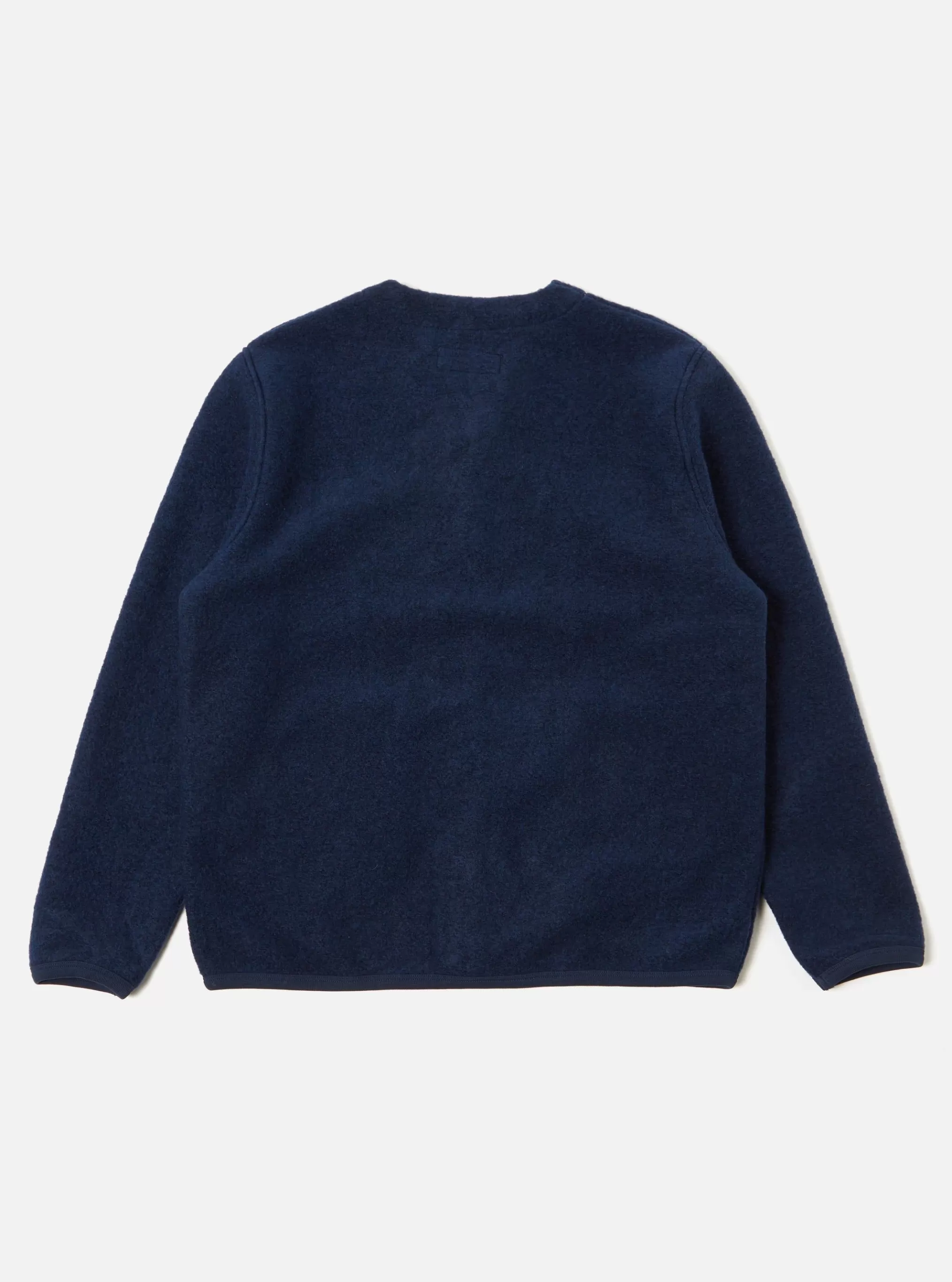 Fleece.^Universal Works Cardigan In Indigo Wool Fleece