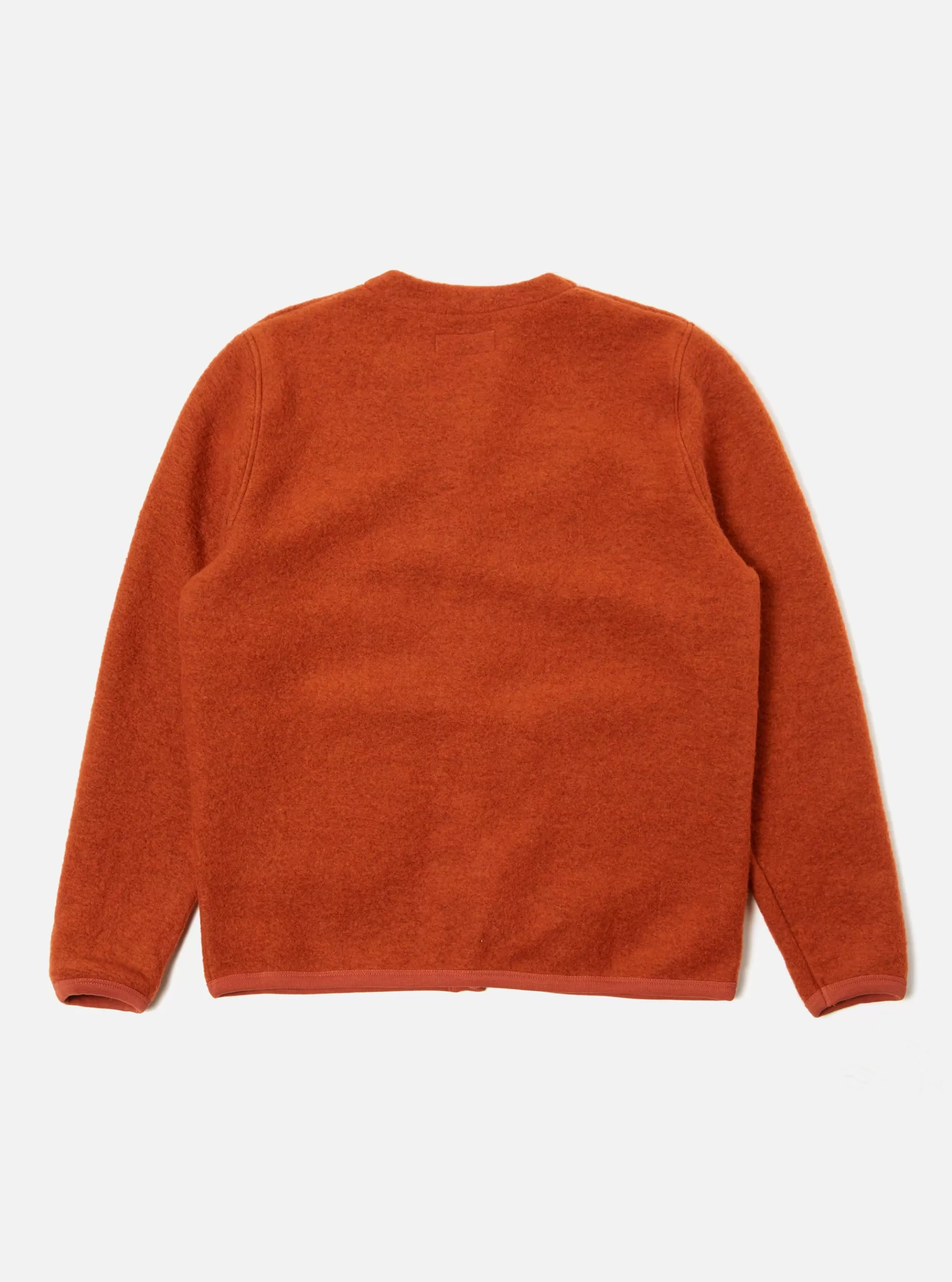 Fleece.^Universal Works Cardigan In Orange Wool Fleece