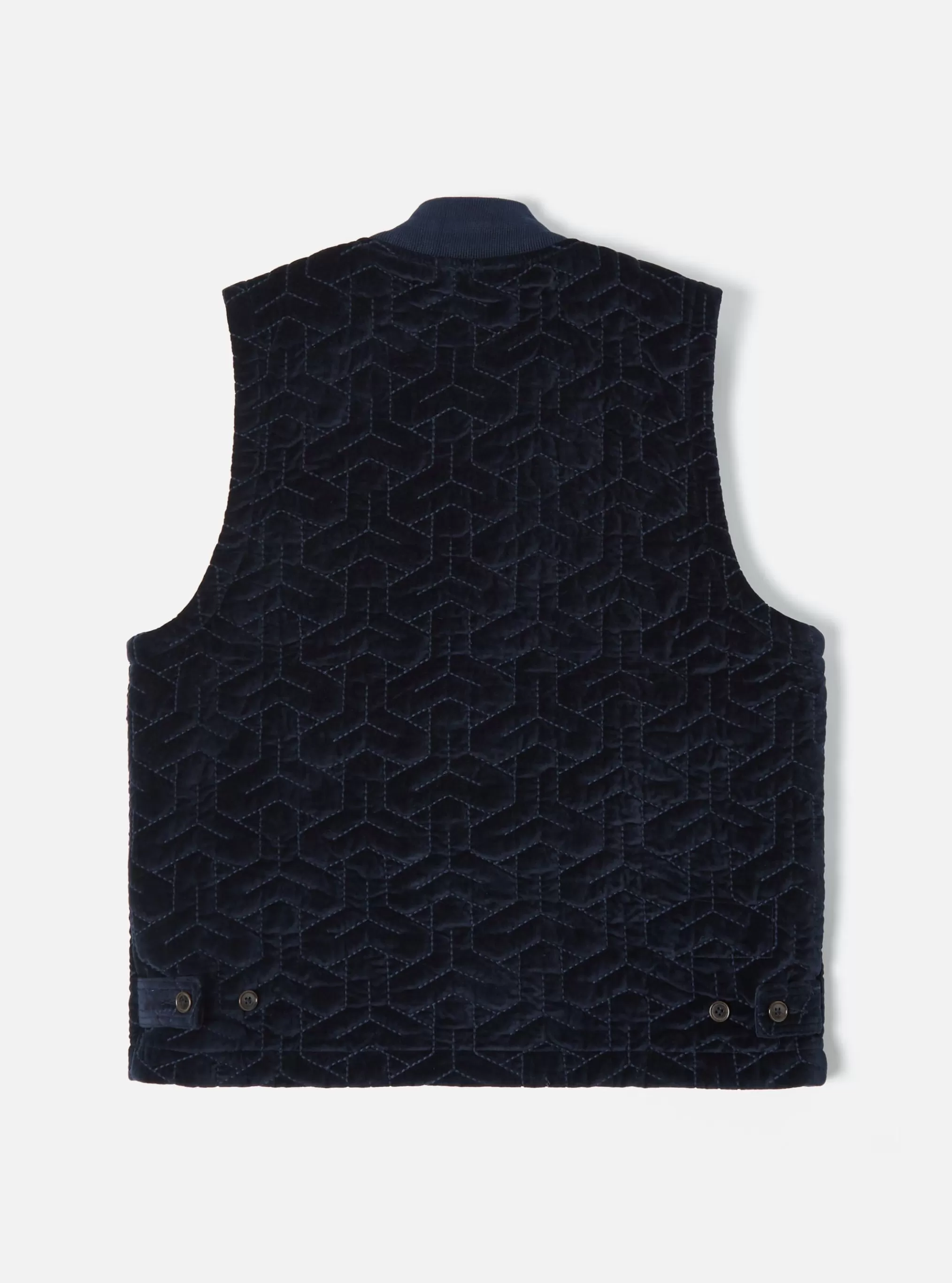 Waistcoats & Gilets.^Universal Works Carlton Gilet In Midnight Velveteen