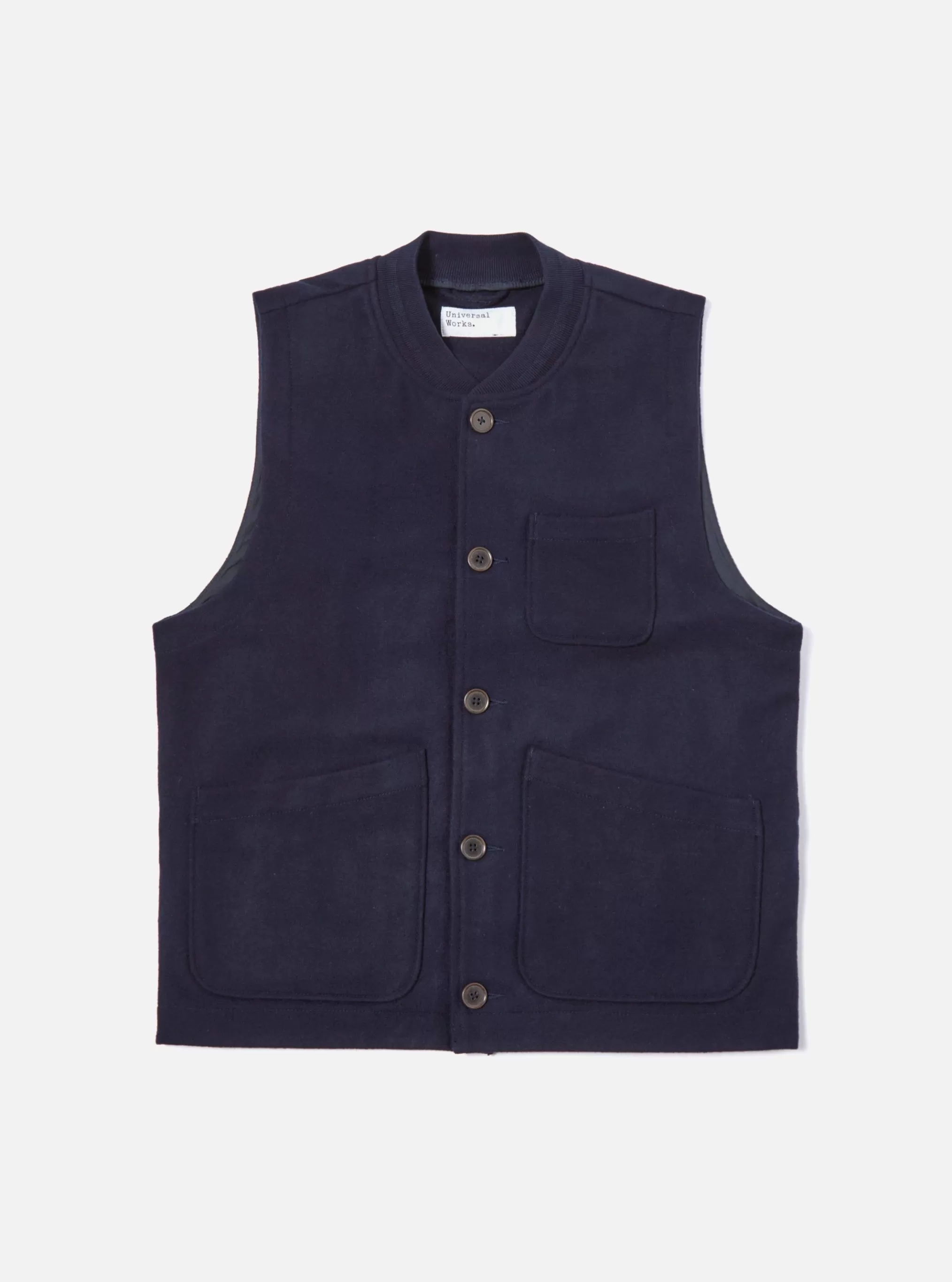 Waistcoats & Gilets.^Universal Works Chore Waistcoat In Navy Mowbray