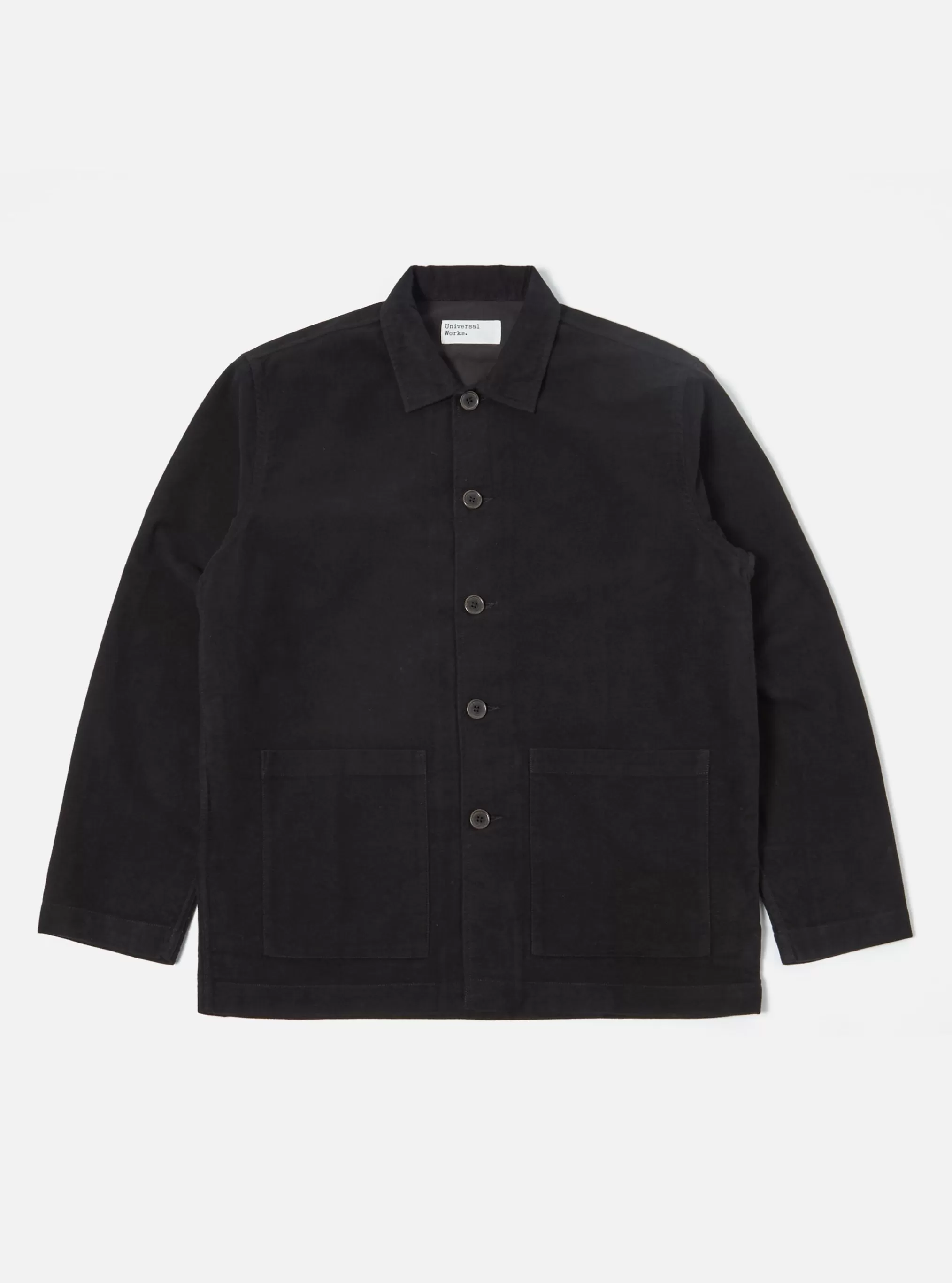 Overshirts.^Universal Works Easy Overshirt In Black Lightweight Moleskin