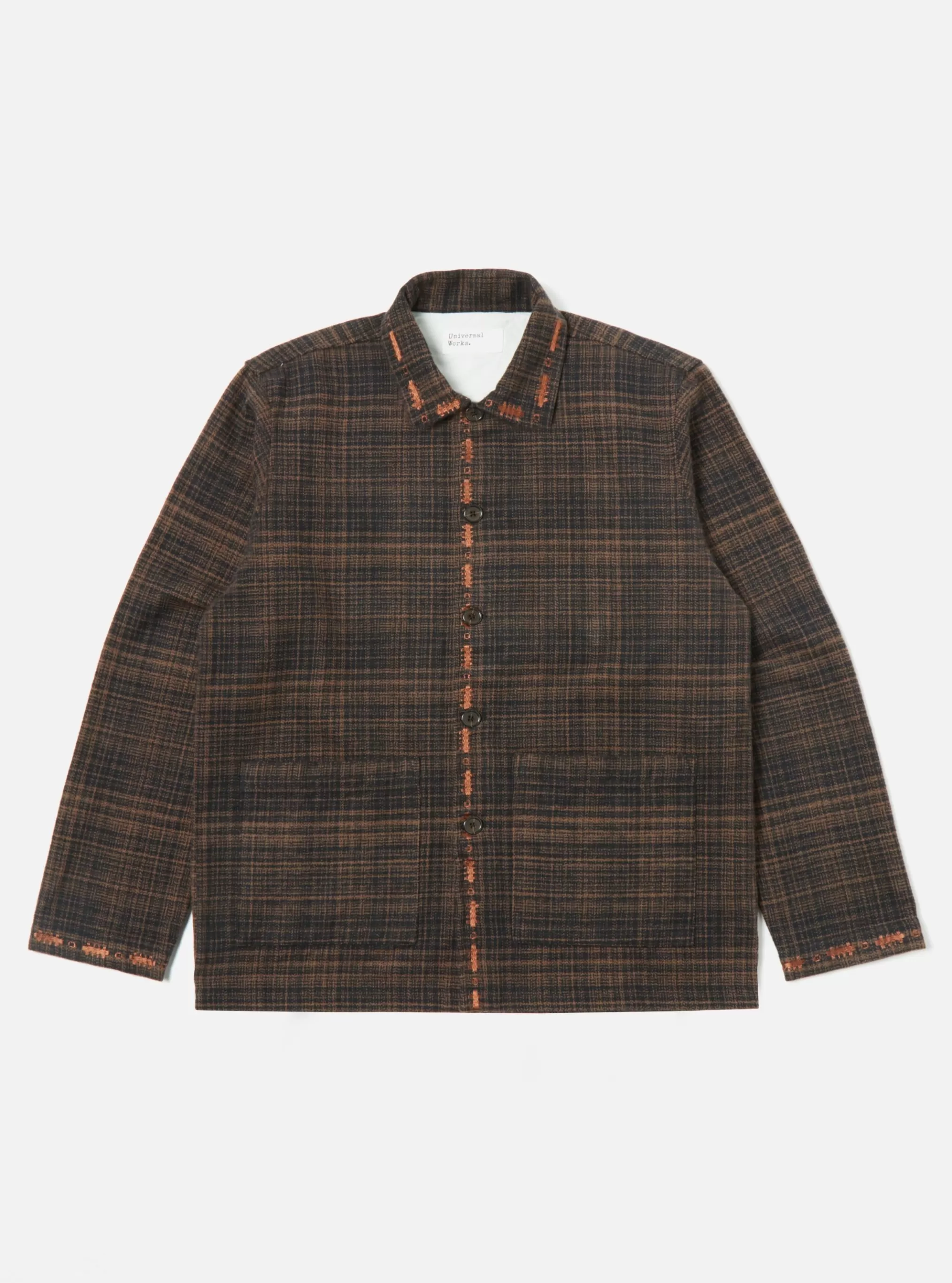 Overshirts.^Universal Works Easy Overshirt In Black/Brown Livingston Cotton