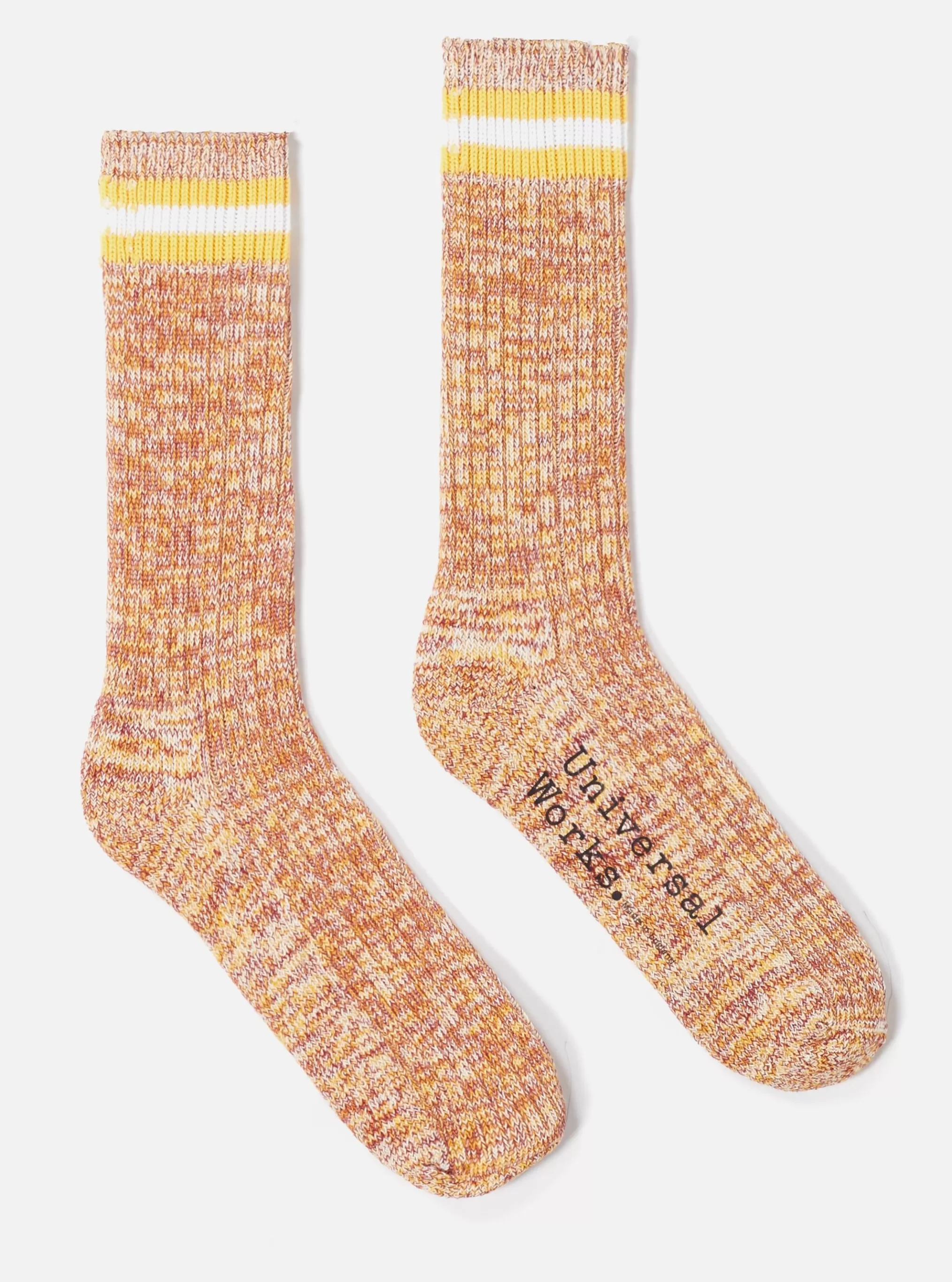 Underwear & Socks.^Universal Works Everyday Stripe Sock In Yellow Cotton