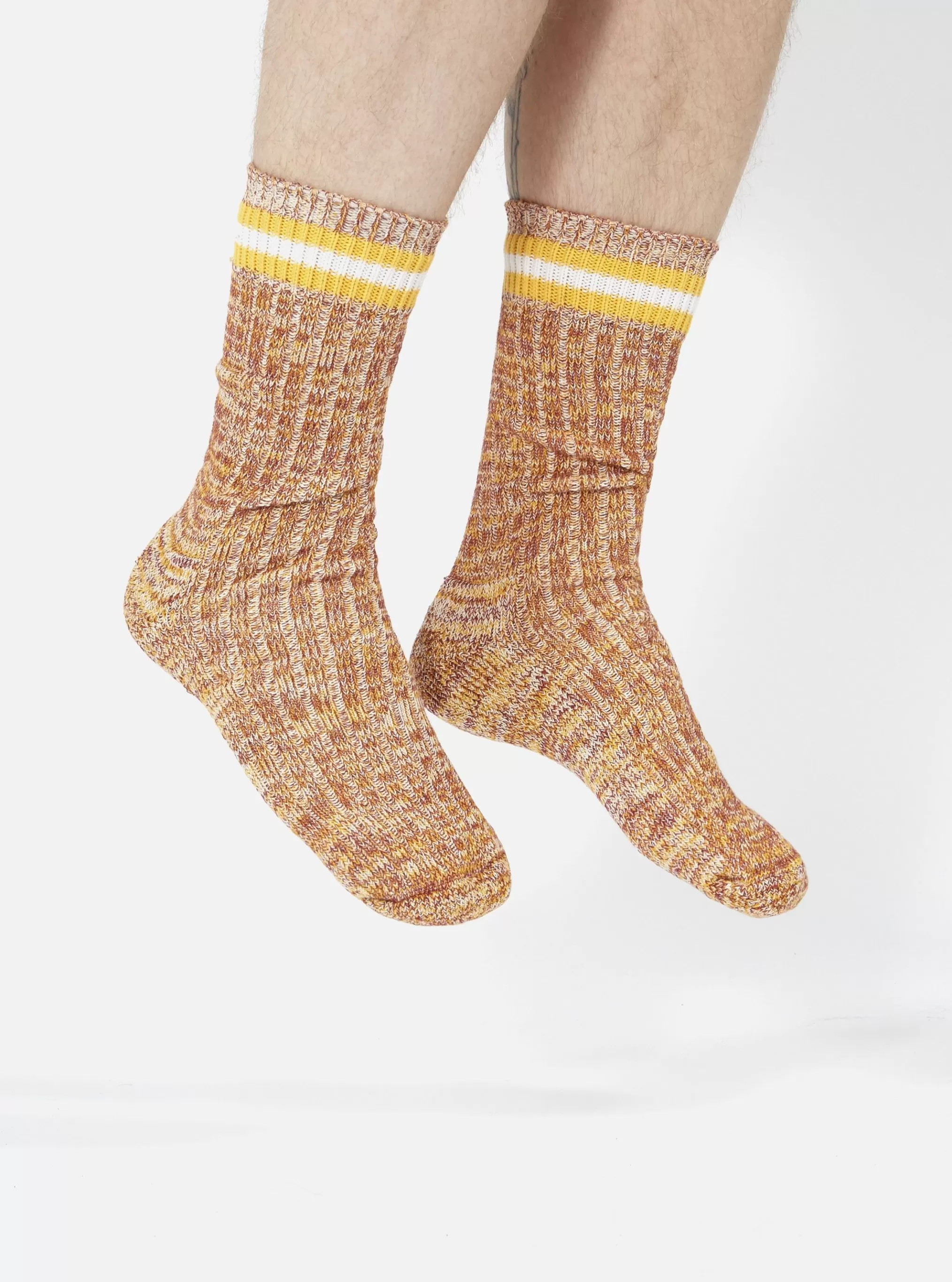 Underwear & Socks.^Universal Works Everyday Stripe Sock In Yellow Cotton