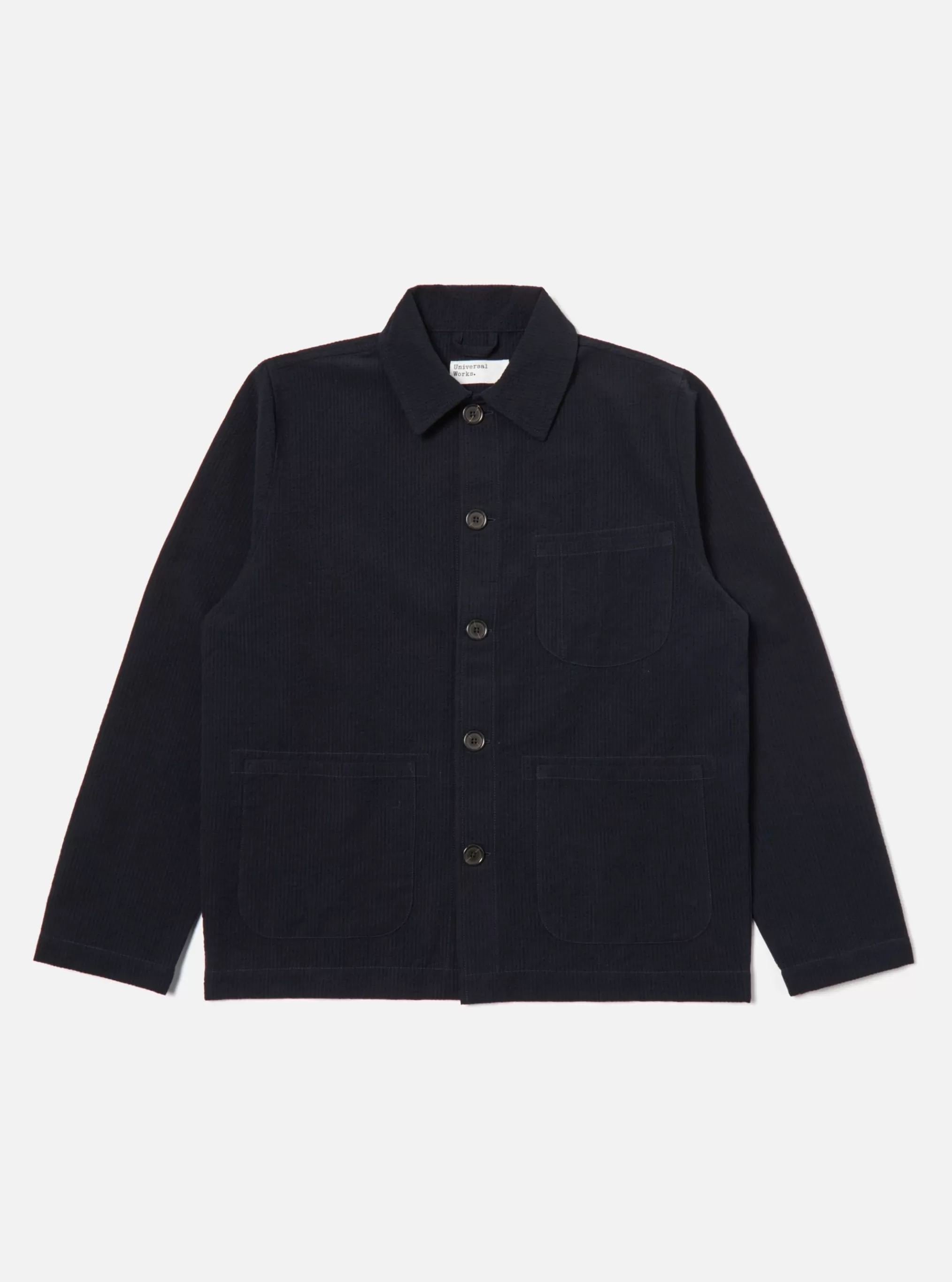 Jackets.^Universal Works Field Jacket In Navy Wool/Cotton Seersucker