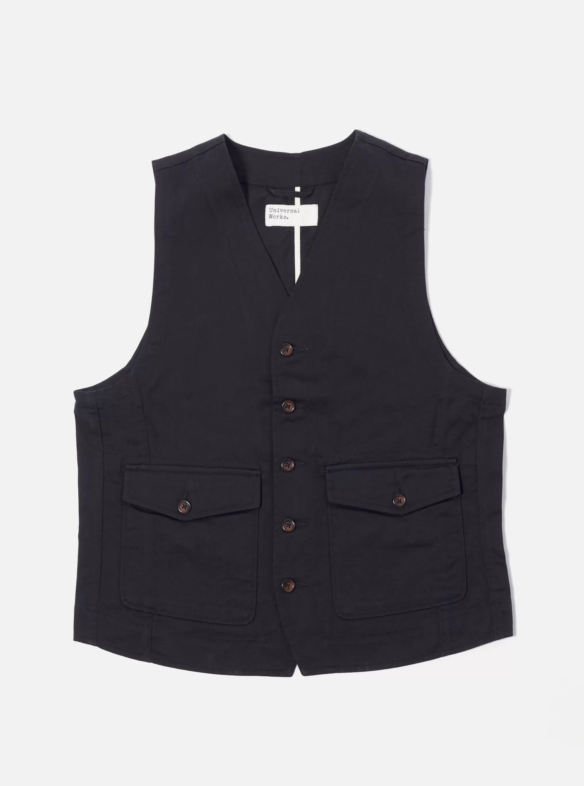 Suiting.^Universal Works Field Waistcoat In Black Twill