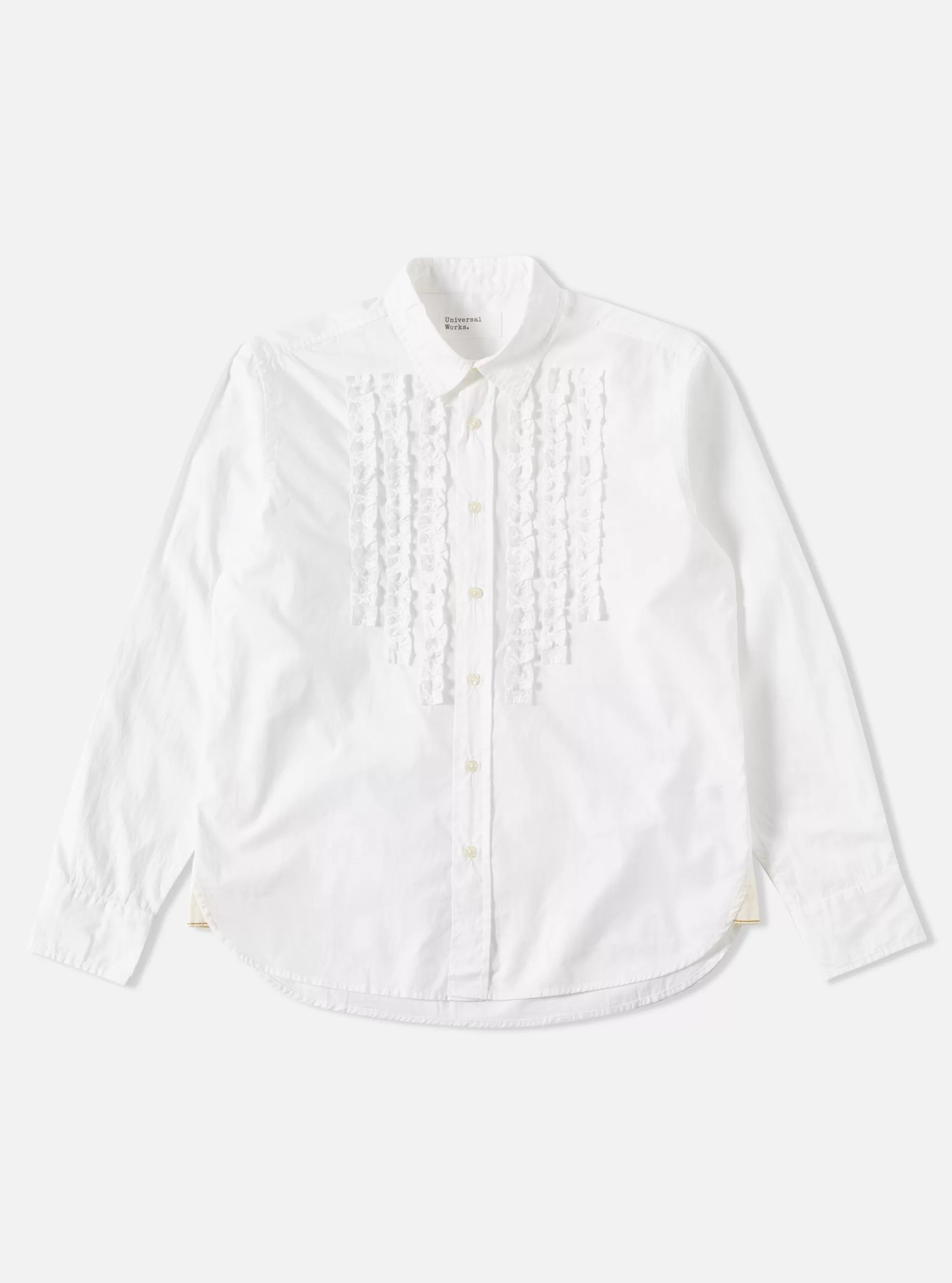 Shirts.^Universal Works Frill Shirt In White Poplin