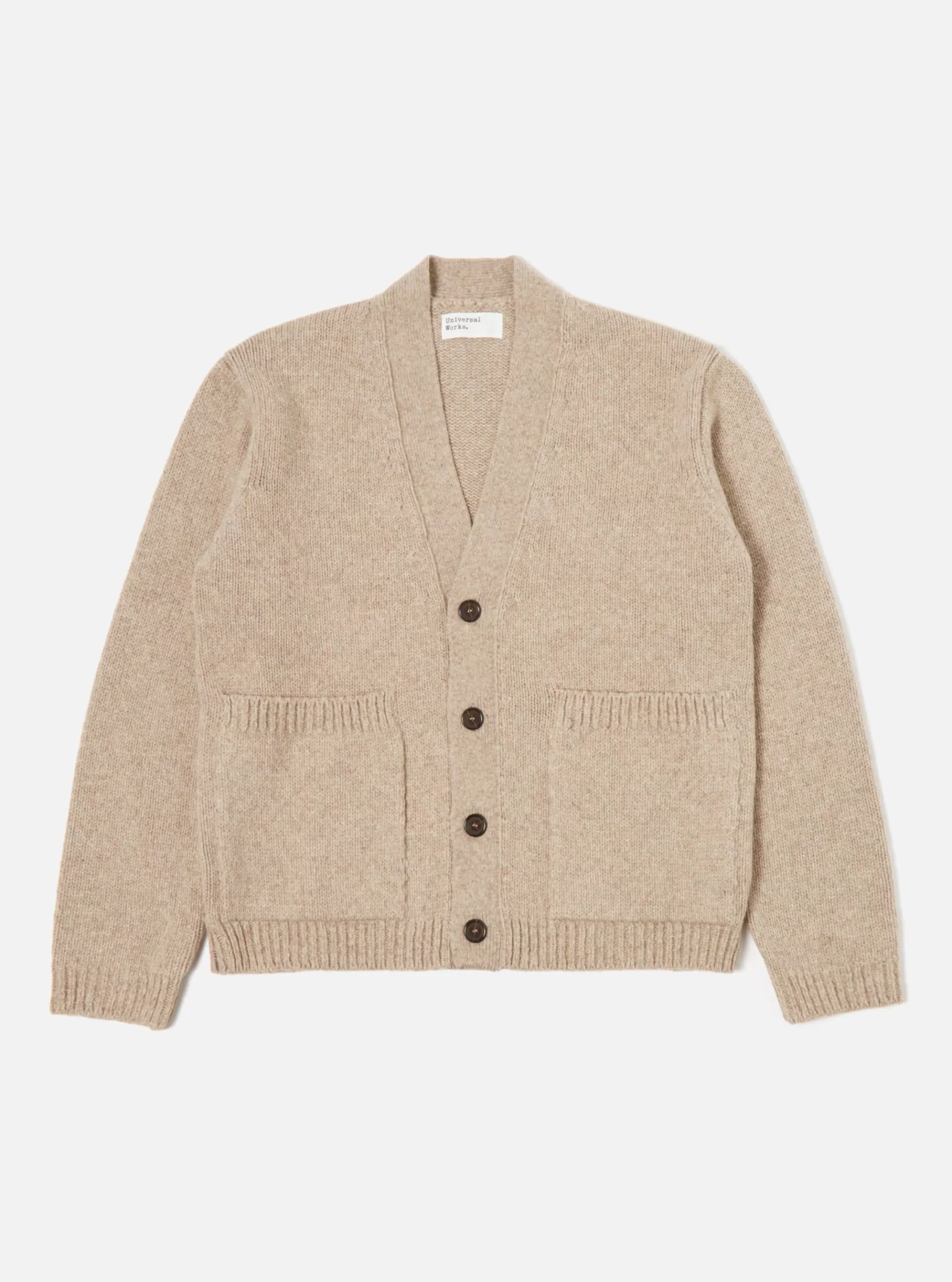 Knitwear.^Universal Works Langdale Cardigan In Oatmeal Eco Wool