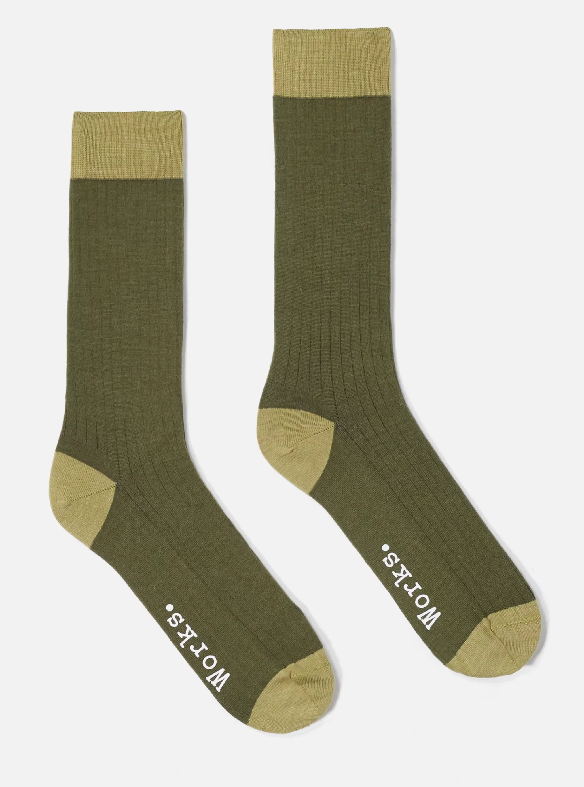 Underwear & Socks.^Universal Works Merino Classic Sock In Olive Merino