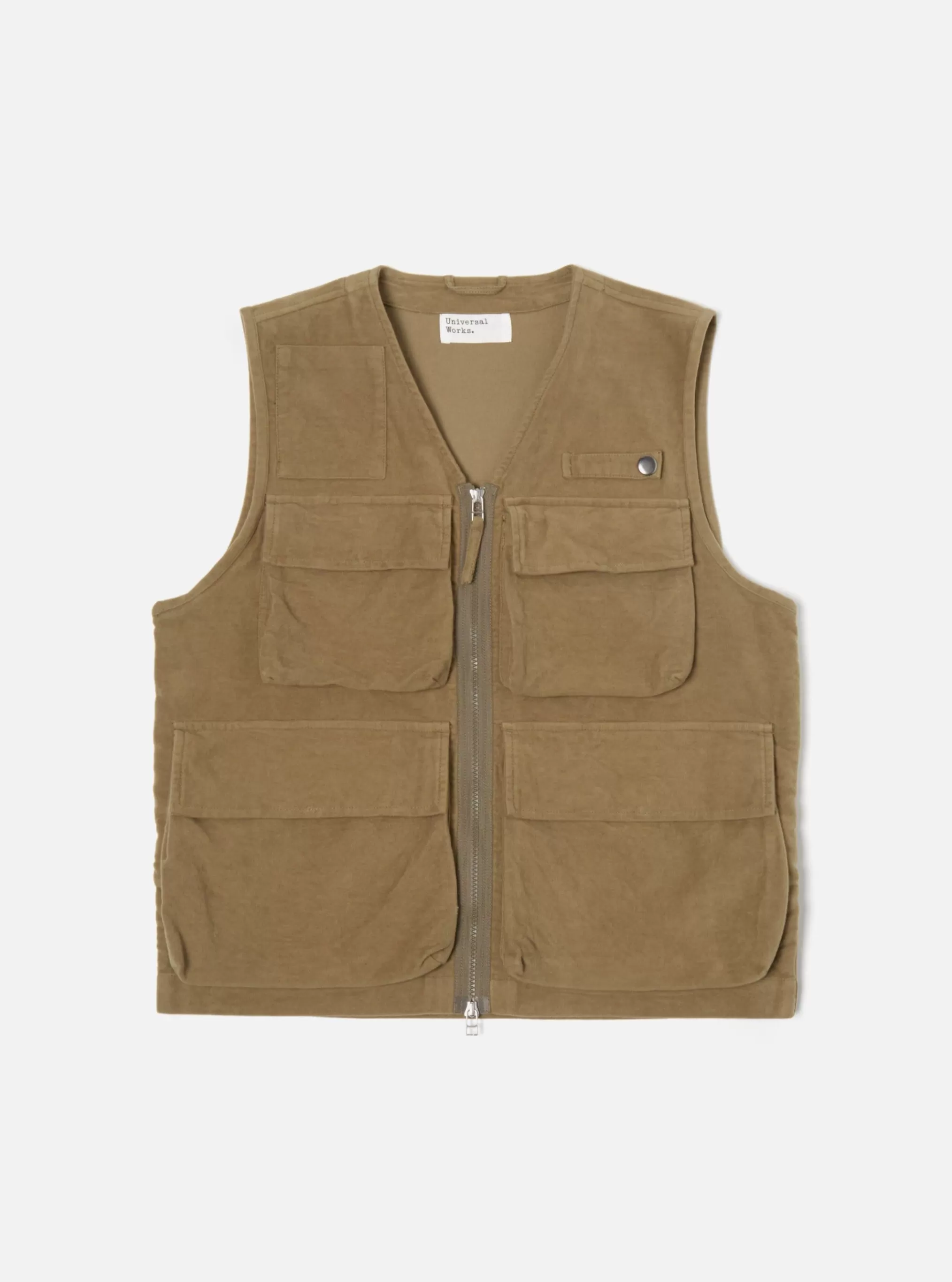 Waistcoats & Gilets.^Universal Works Photographers Gilet In Lovat Lightweight Moleskin