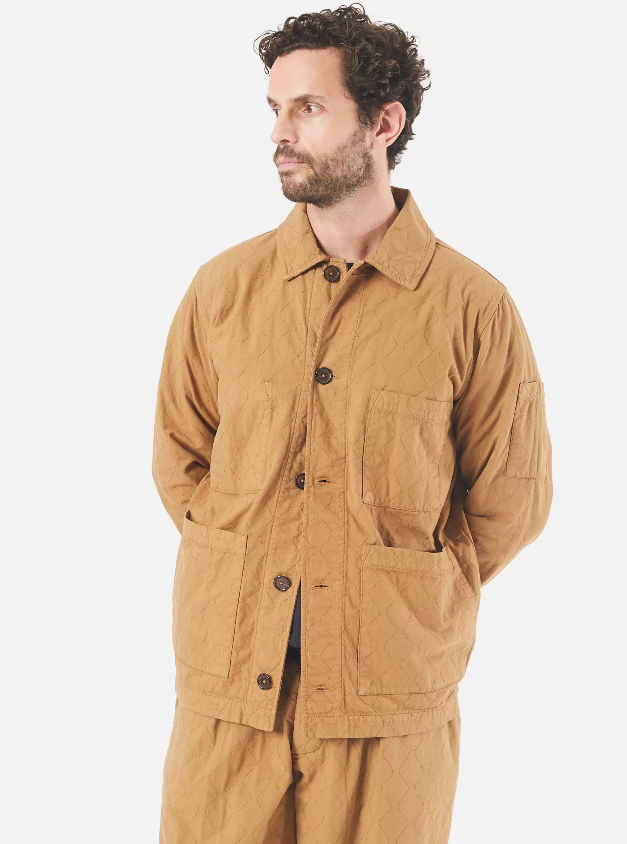 Jackets.^Universal Works Quilted Coverall Jacket In Cumin Cotton