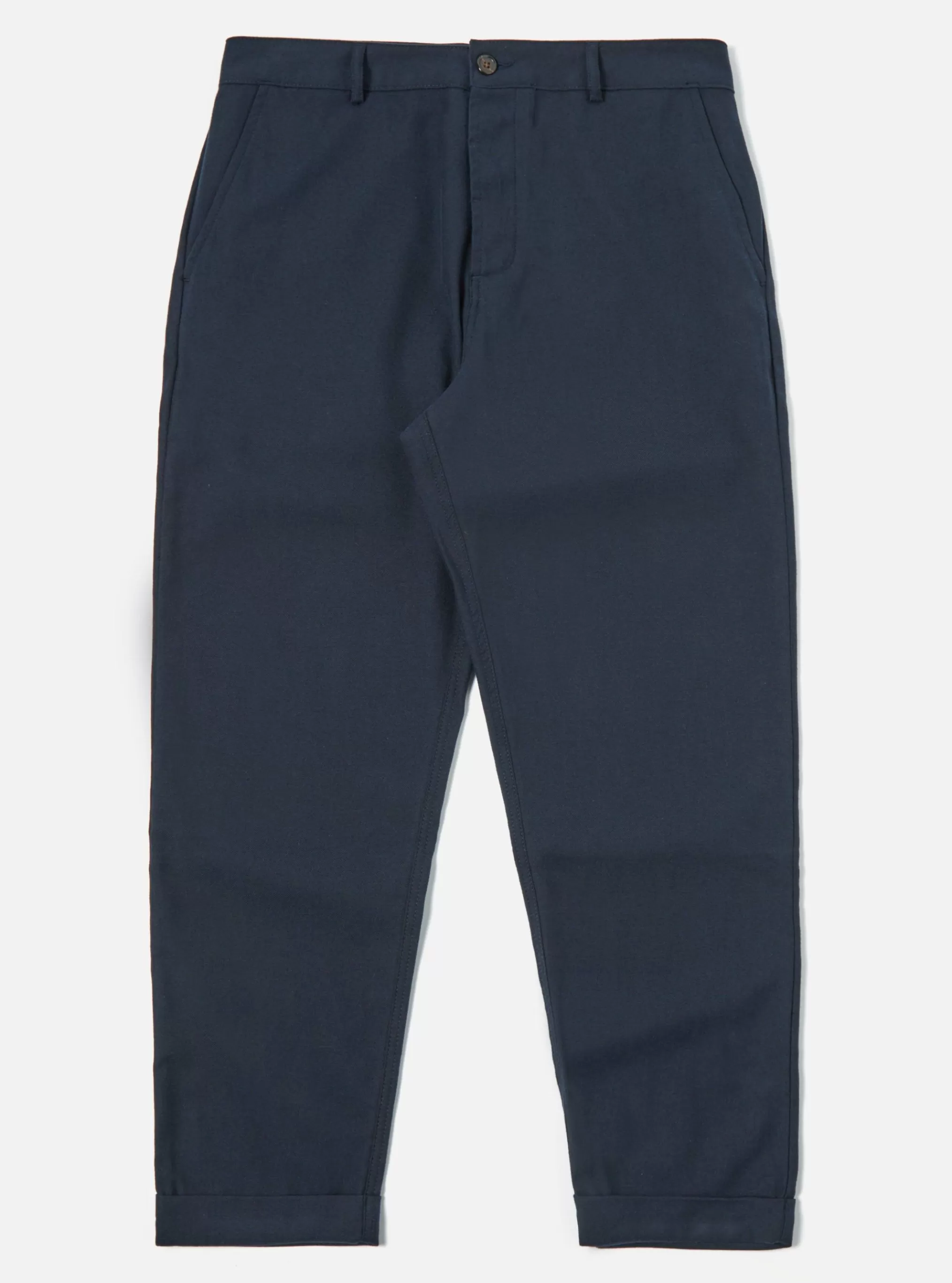 Trousers.^Universal Works Rb Chino In Navy Cotton/Wool Twill