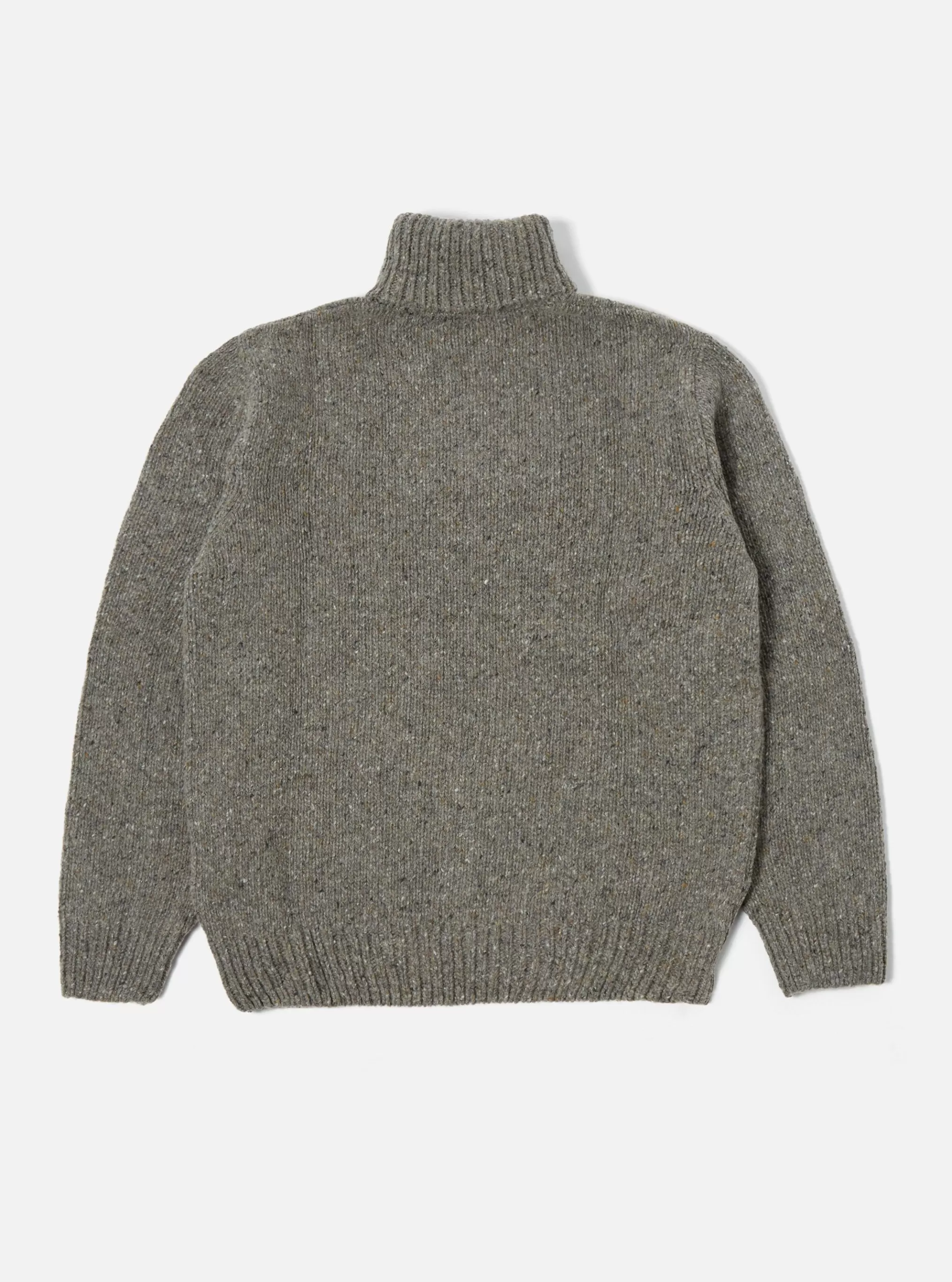 Knitwear.^Universal Works Roll Neck In Grey Lambswool Fleck