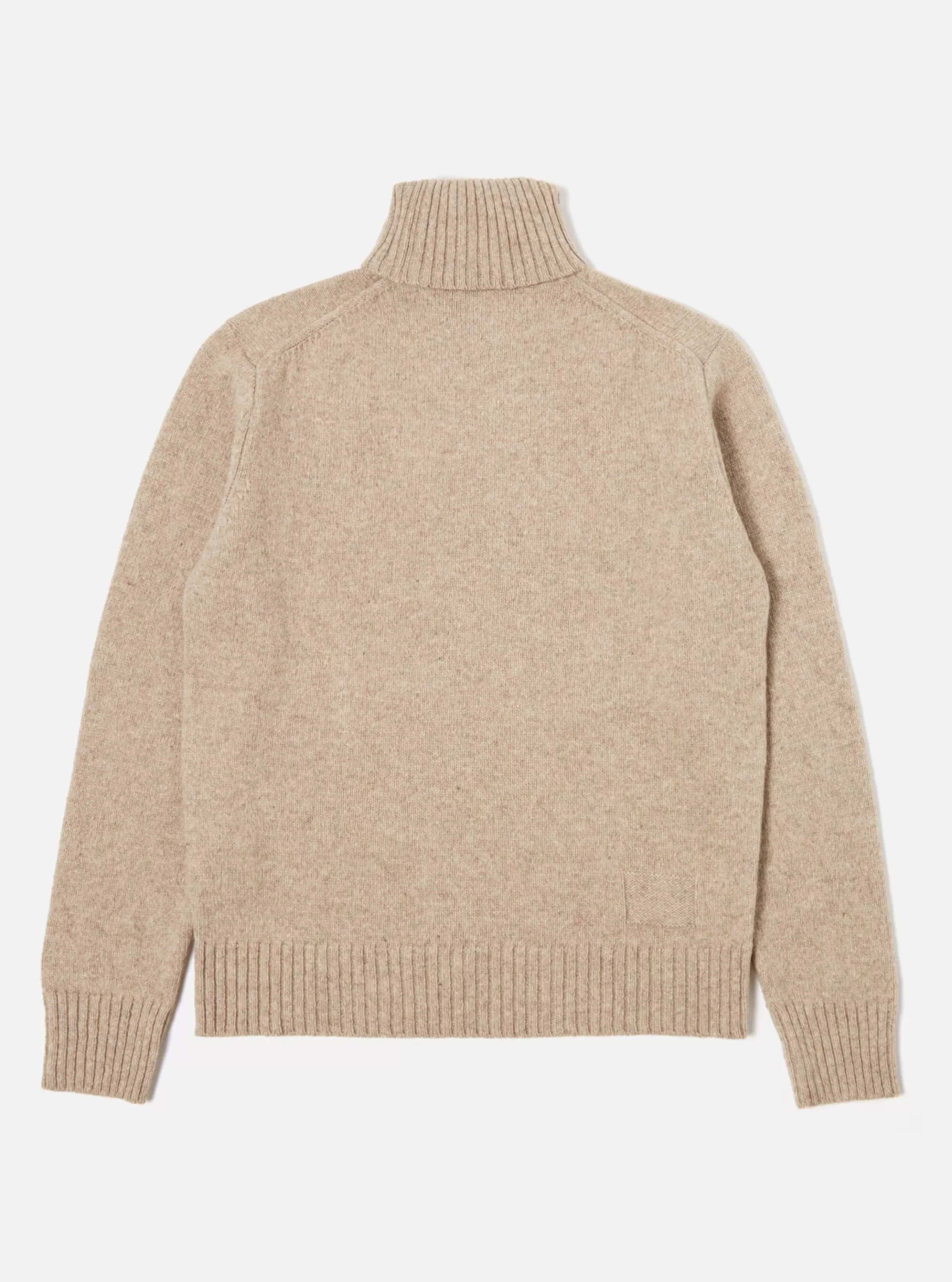 Knitwear.^Universal Works Roll Neck In Oatmeal Eco Wool