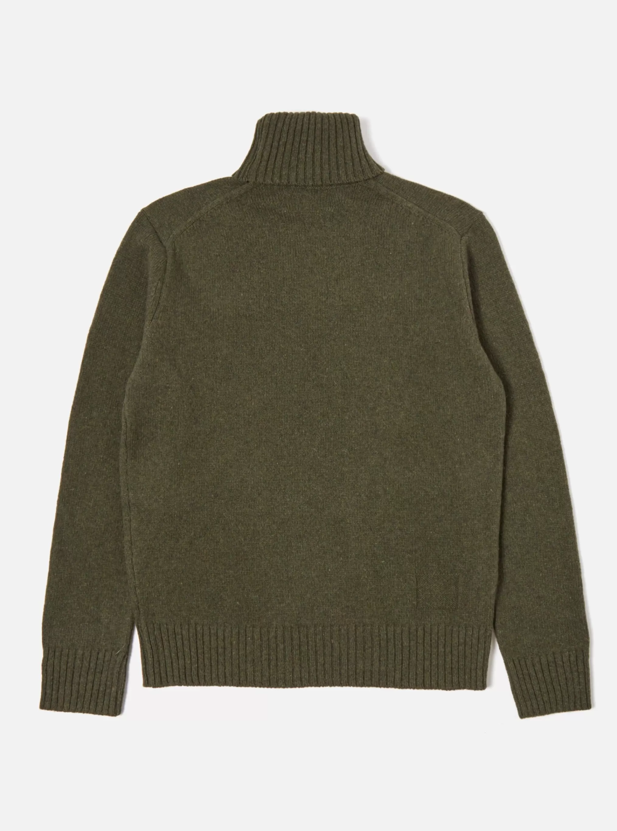 Knitwear.^Universal Works Roll Neck In Olive Eco Wool