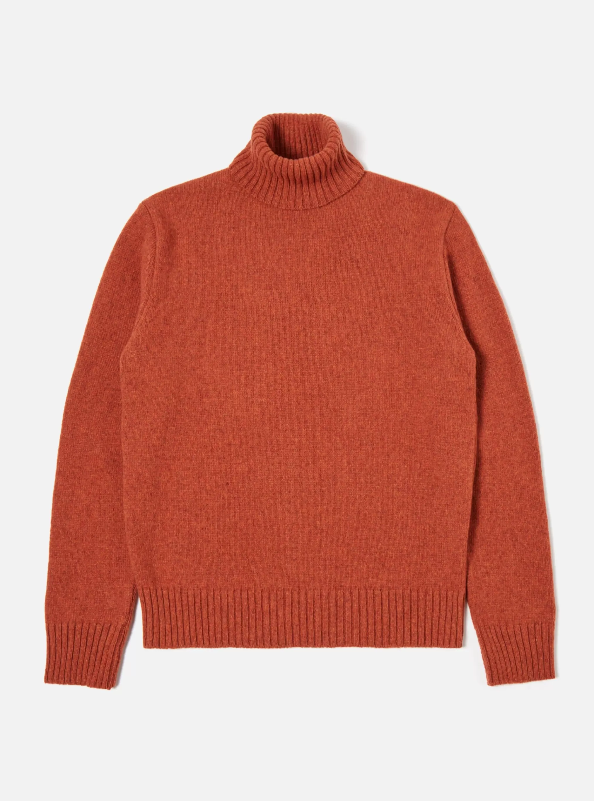 Knitwear.^Universal Works Roll Neck In Rust Eco Wool