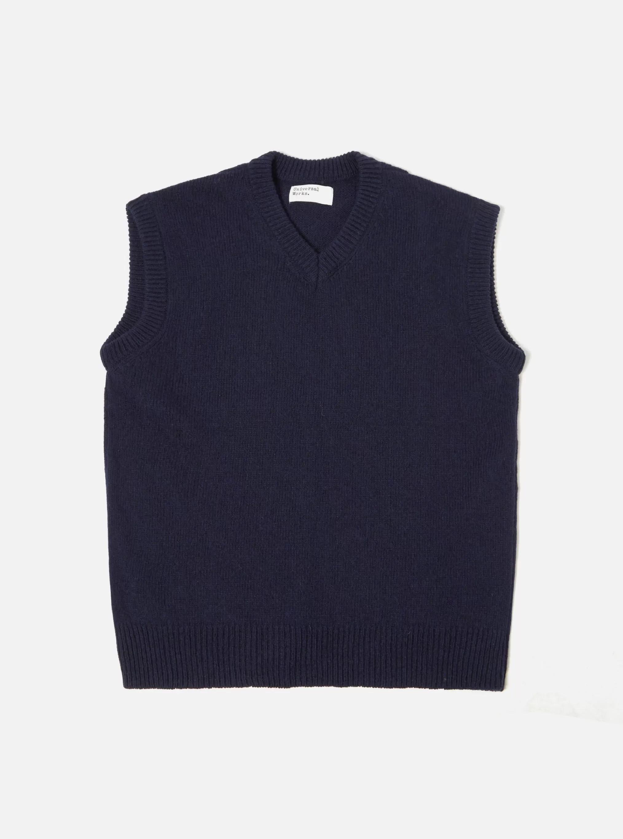 Knitwear.^Universal Works Sweater Vest In Navy Eco Wool