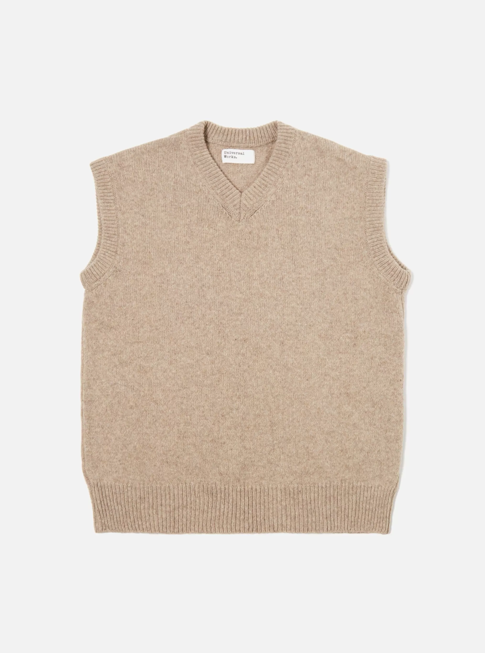 Knitwear.^Universal Works Sweater Vest In Oatmeal Eco Wool