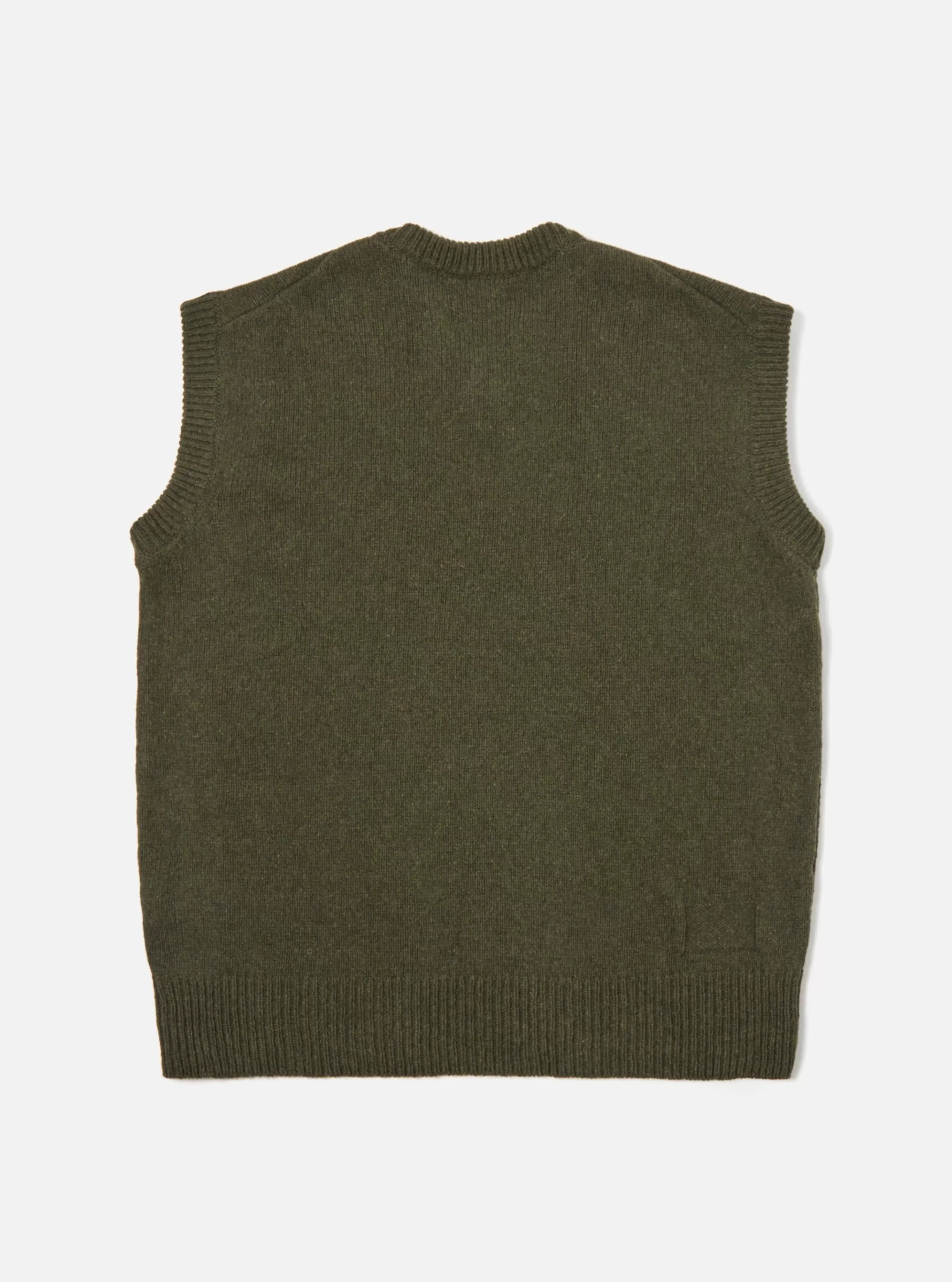 Knitwear.^Universal Works Sweater Vest In Olive Eco Wool