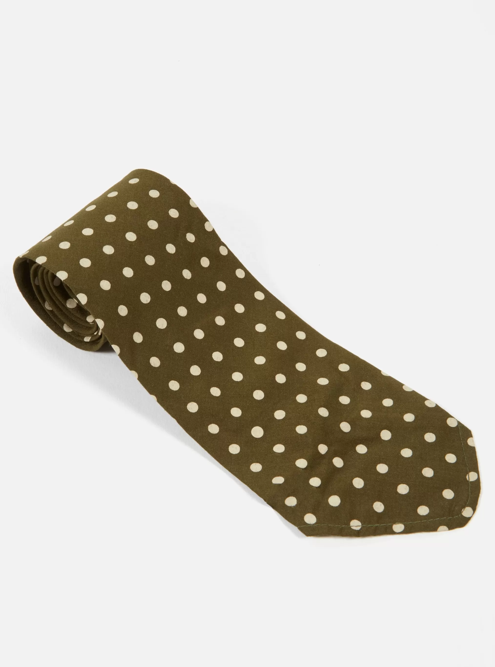 Suiting.^Universal Works Tie In Olive Dot Print