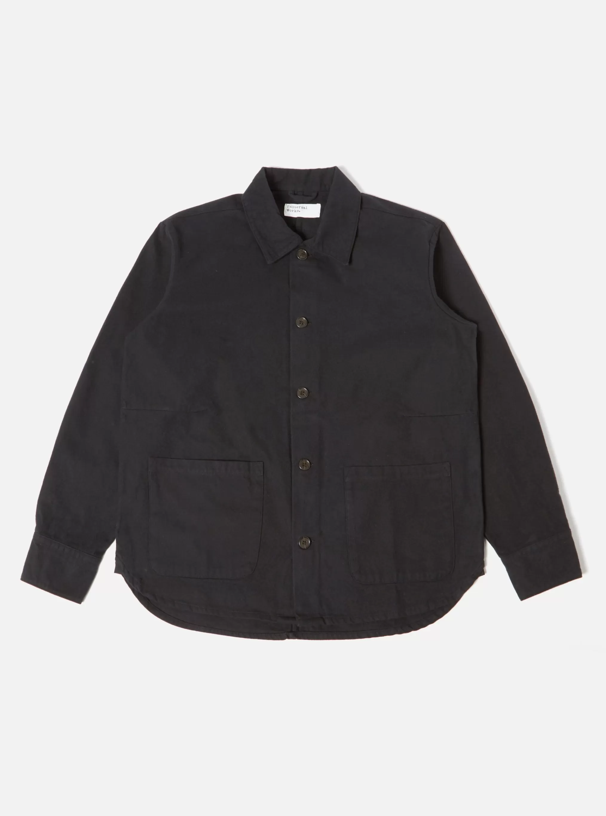 Overshirts.^Universal Works Travail Overshirt In Black Nebraska Cotton