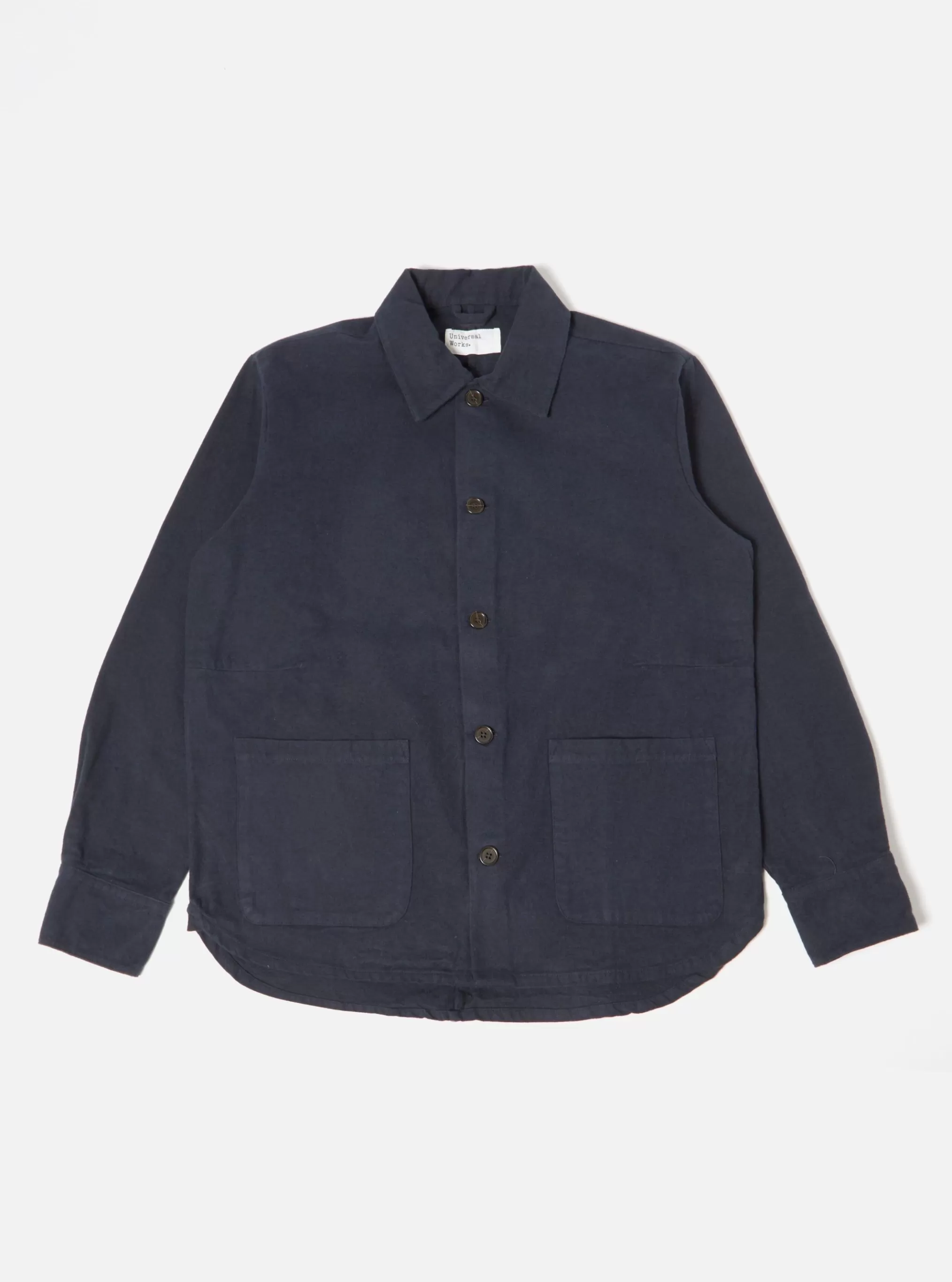 Overshirts.^Universal Works Travail Overshirt In Navy Nebraska Cotton