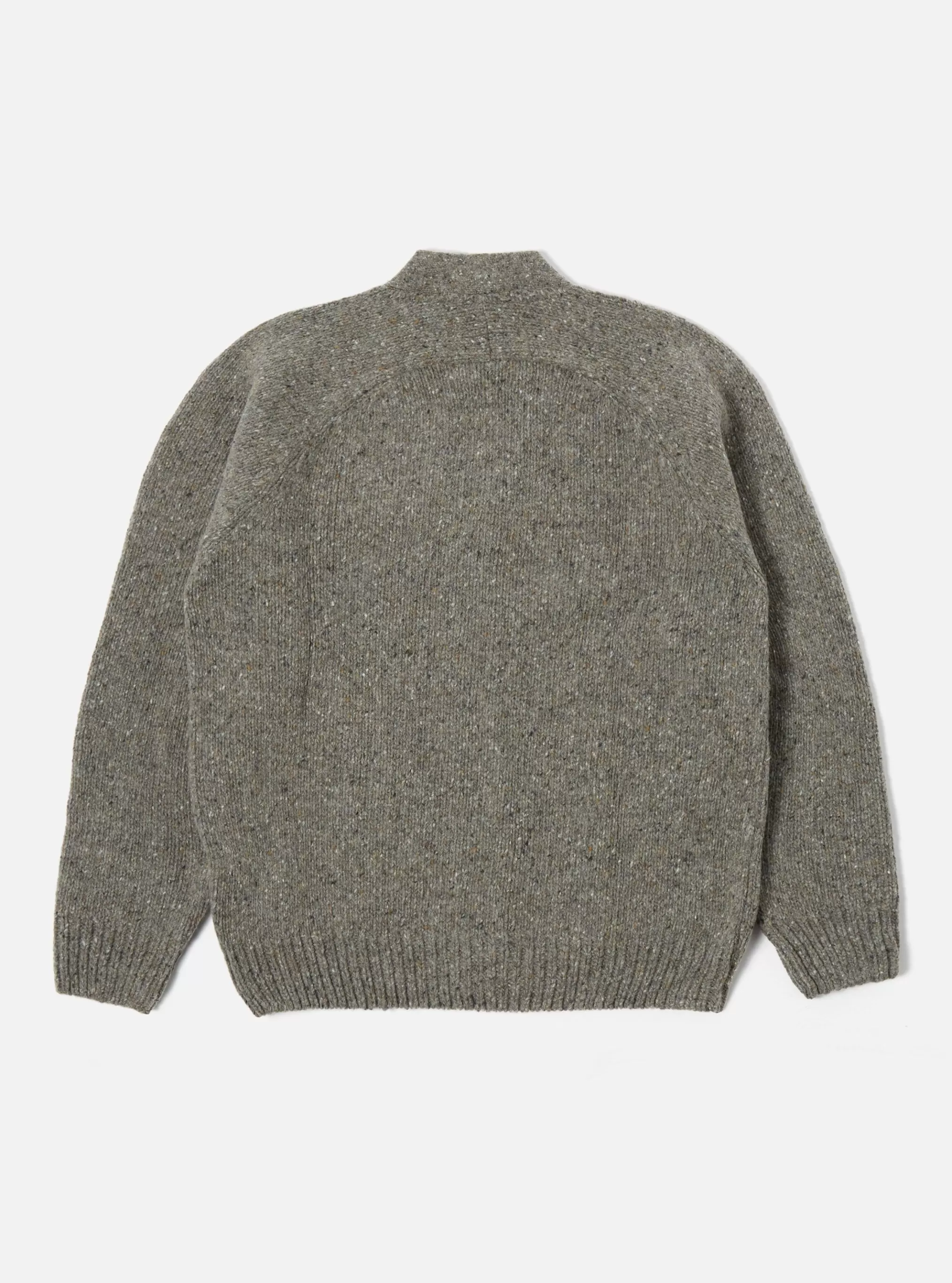 Knitwear.^Universal Works Vince Cardigan In Grey Lambswool Fleck