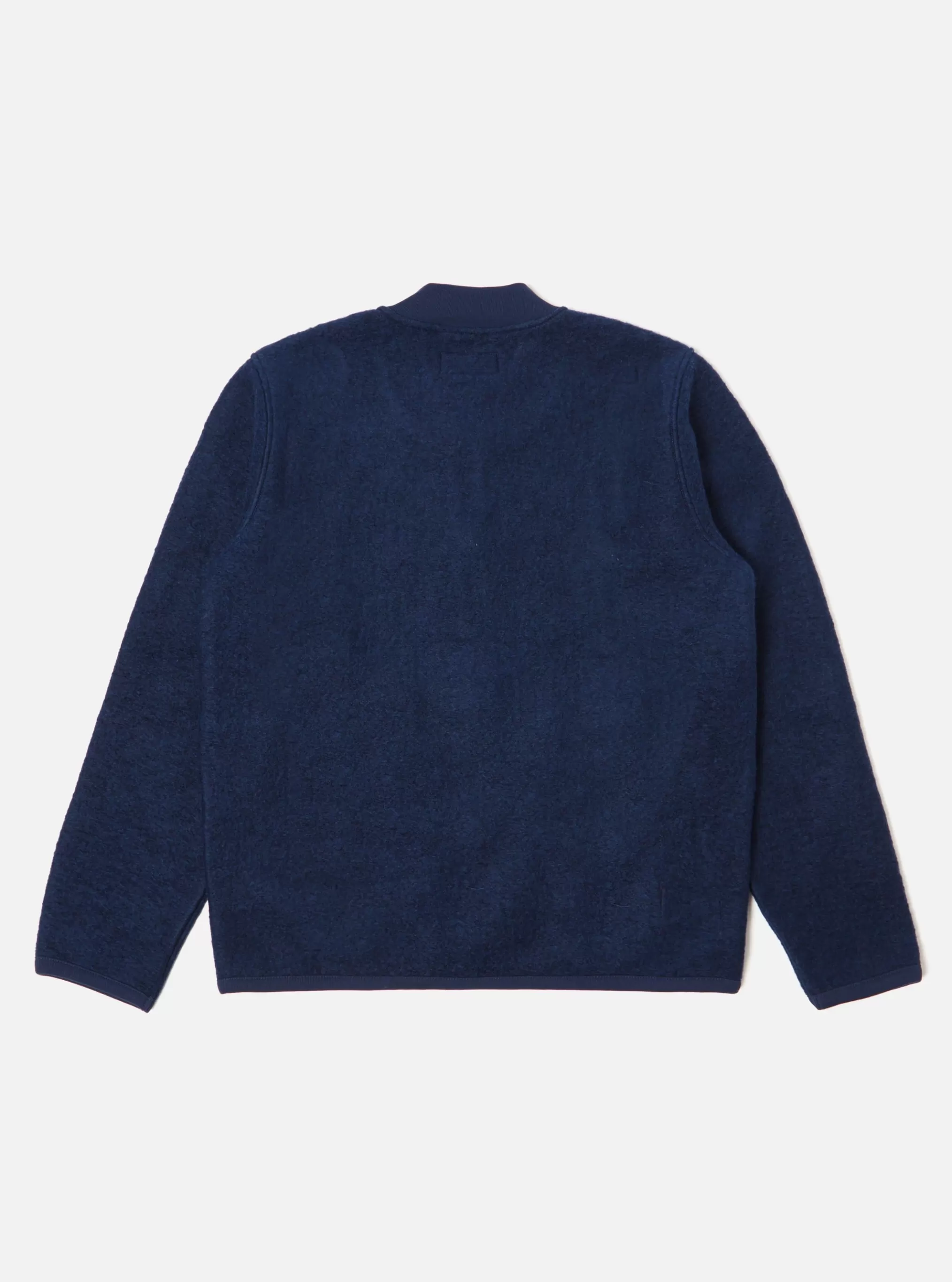 Fleece.^Universal Works Zip Bomber In Indigo Wool Fleece