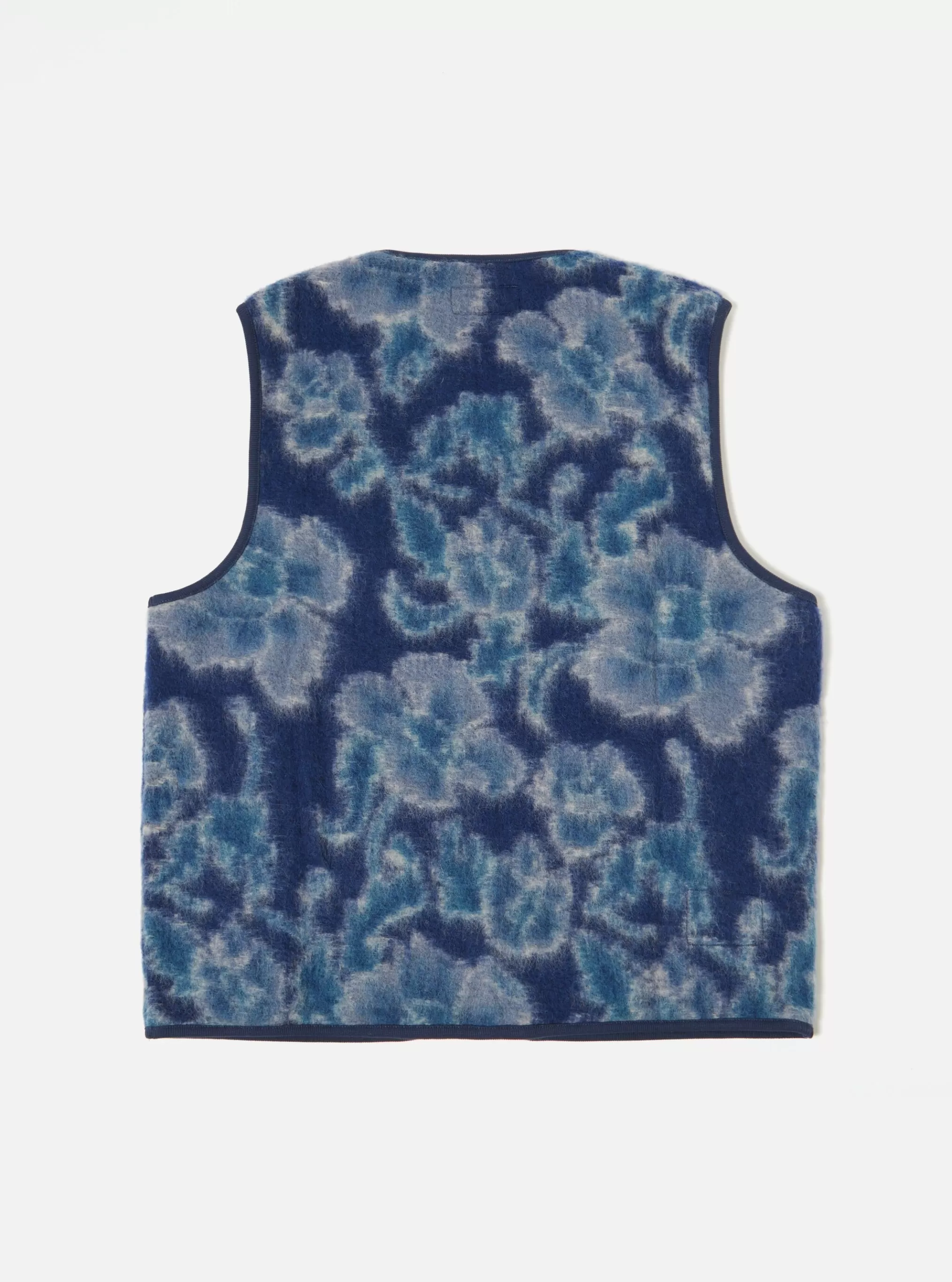 Fleece.^Universal Works Zip Gilet In Navy Flower Fleece