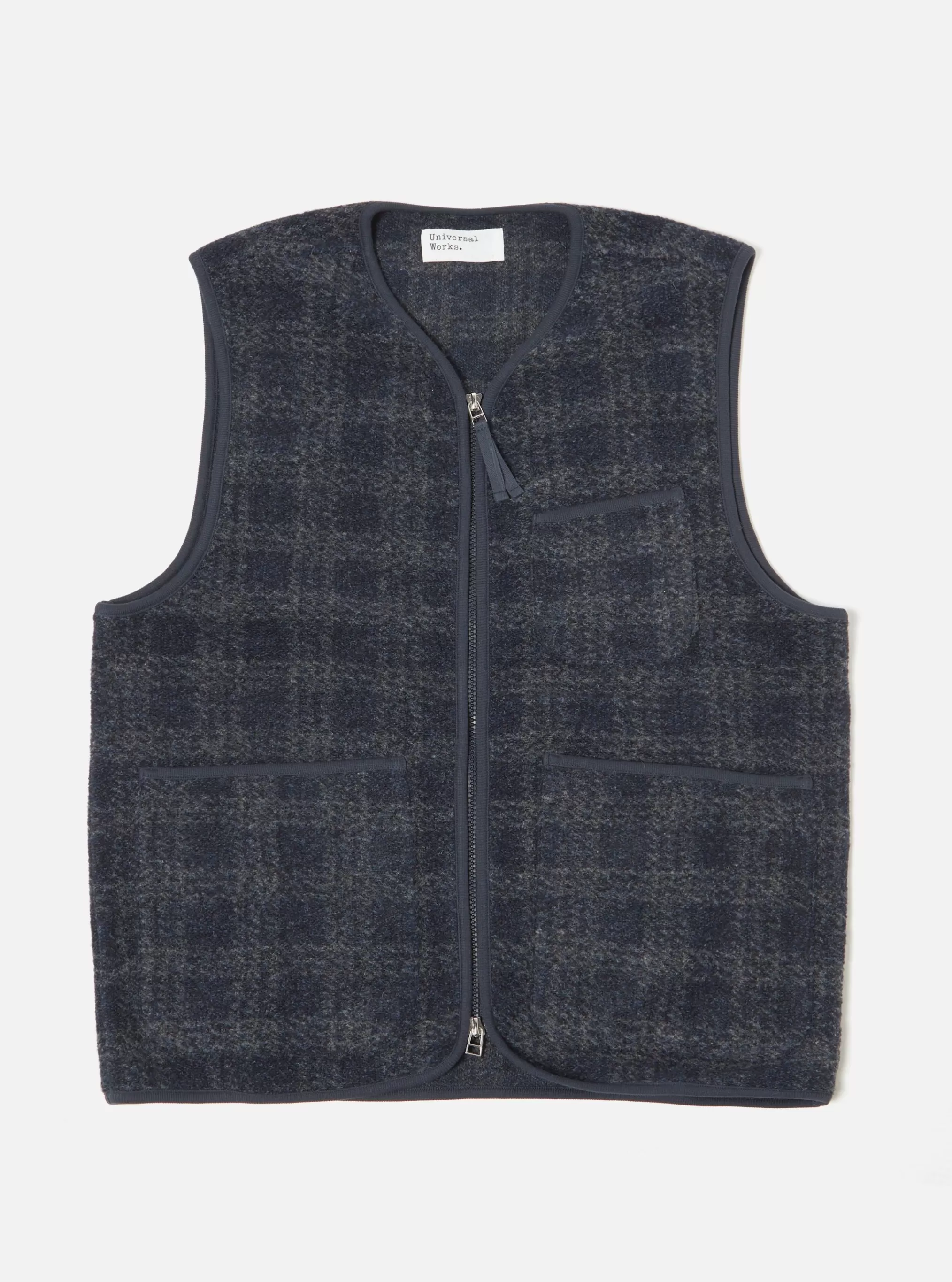 Fleece.^Universal Works Zip Gilet In Navy Swarm Fleece