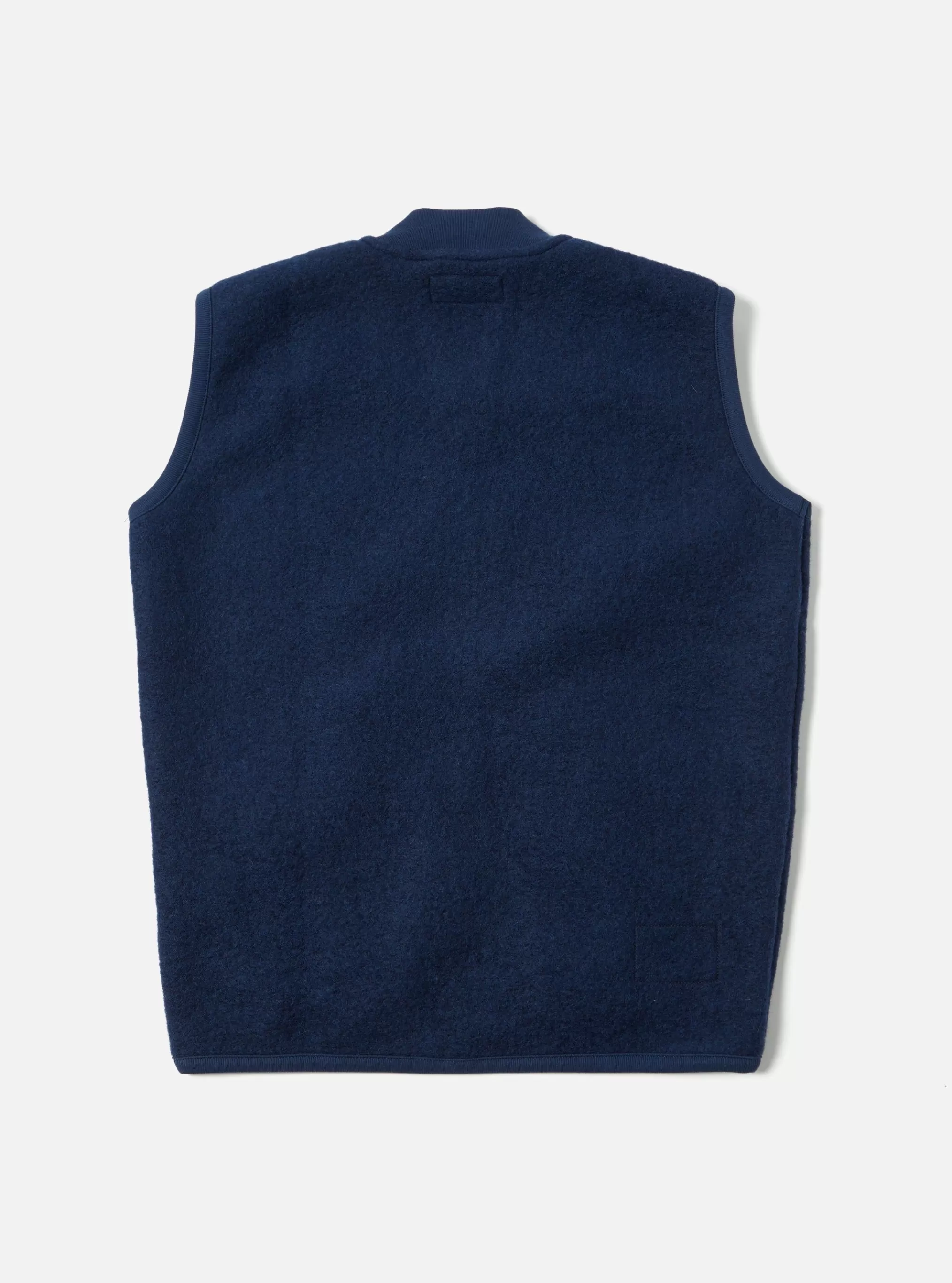 Fleece.^Universal Works Zip Waistcoat In Indigo Wool Fleece