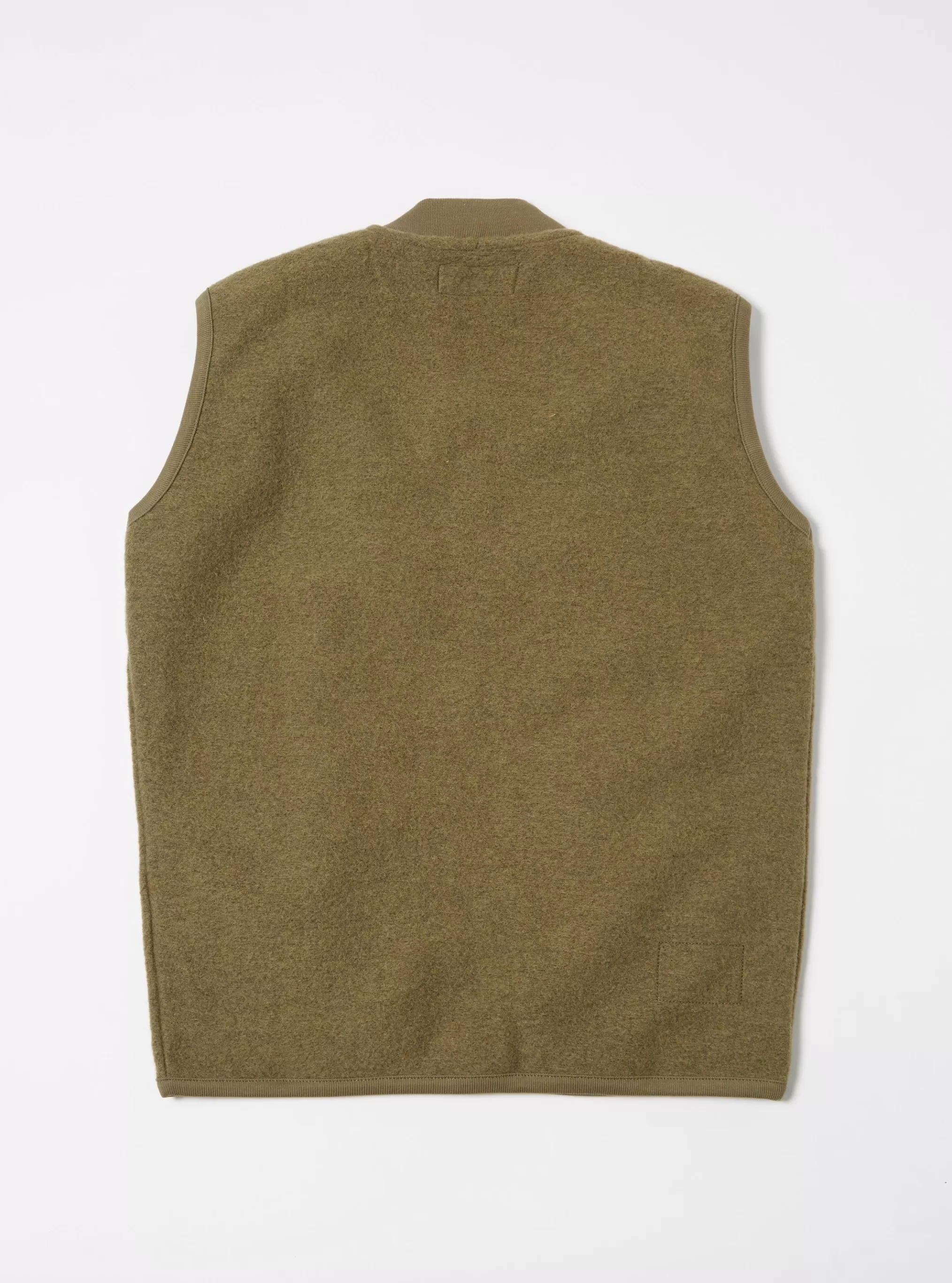 Fleece.^Universal Works Zip Waistcoat In Lovat Wool Fleece